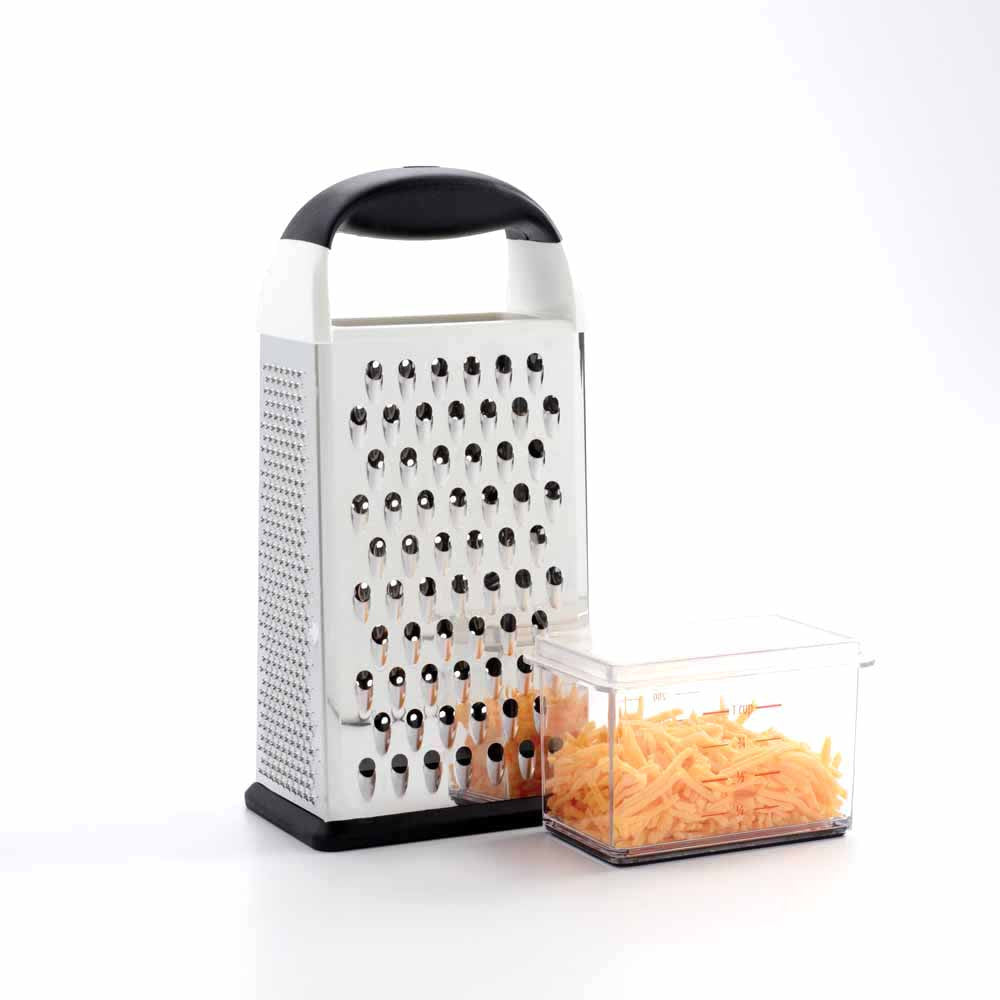 OXO Box Grater - 4-Sided Stainless Steel Cheese & Vegetable Shredder for Kitchen, Cooking & Baking | Perfect for Grating Cheese, Zesting Citrus & Shredding Veggies