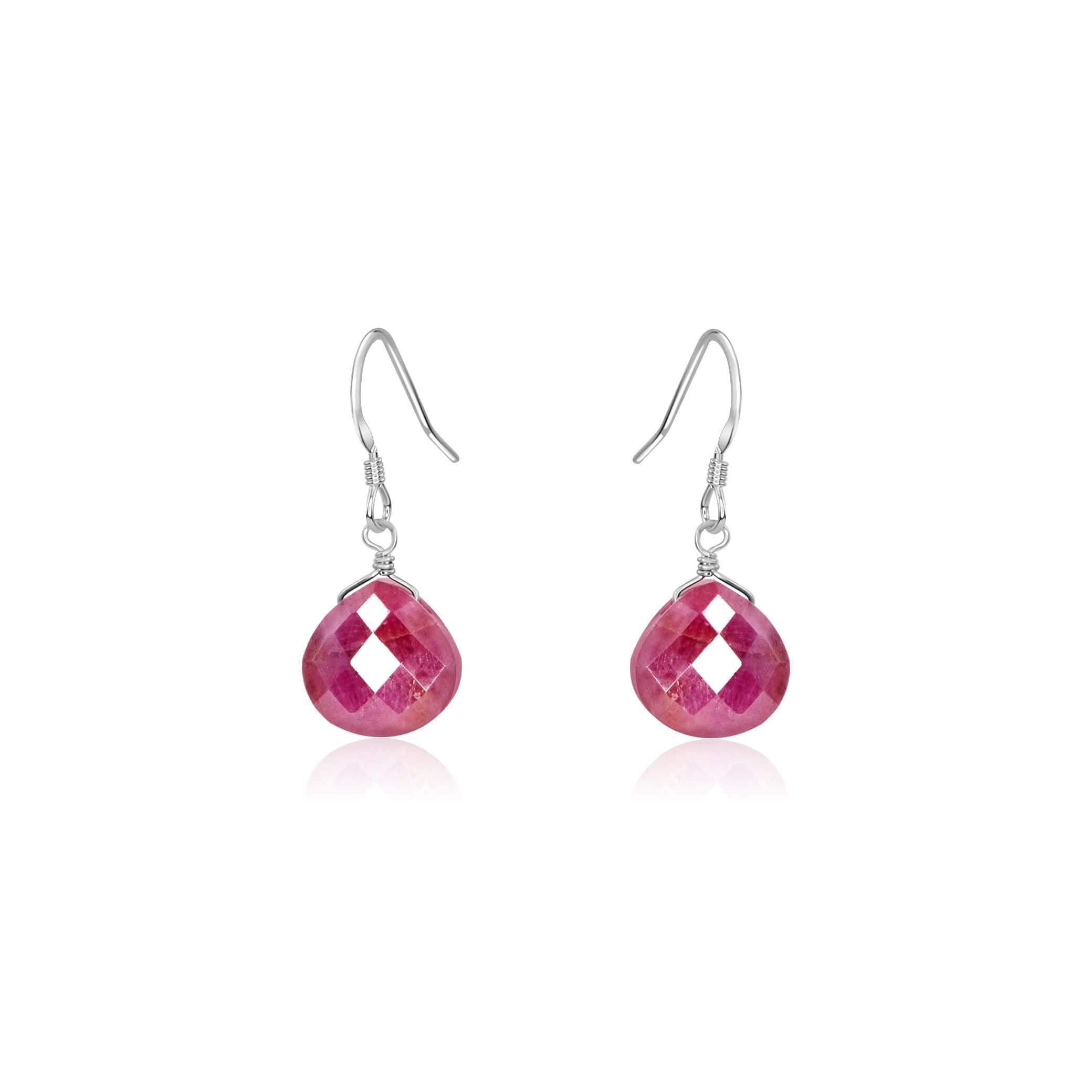 Ruby Gemstone Teardrop Dangle Earrings - Elegant Handmade Jewelry for Women | Perfect for Weddings, Parties & Special Occasions