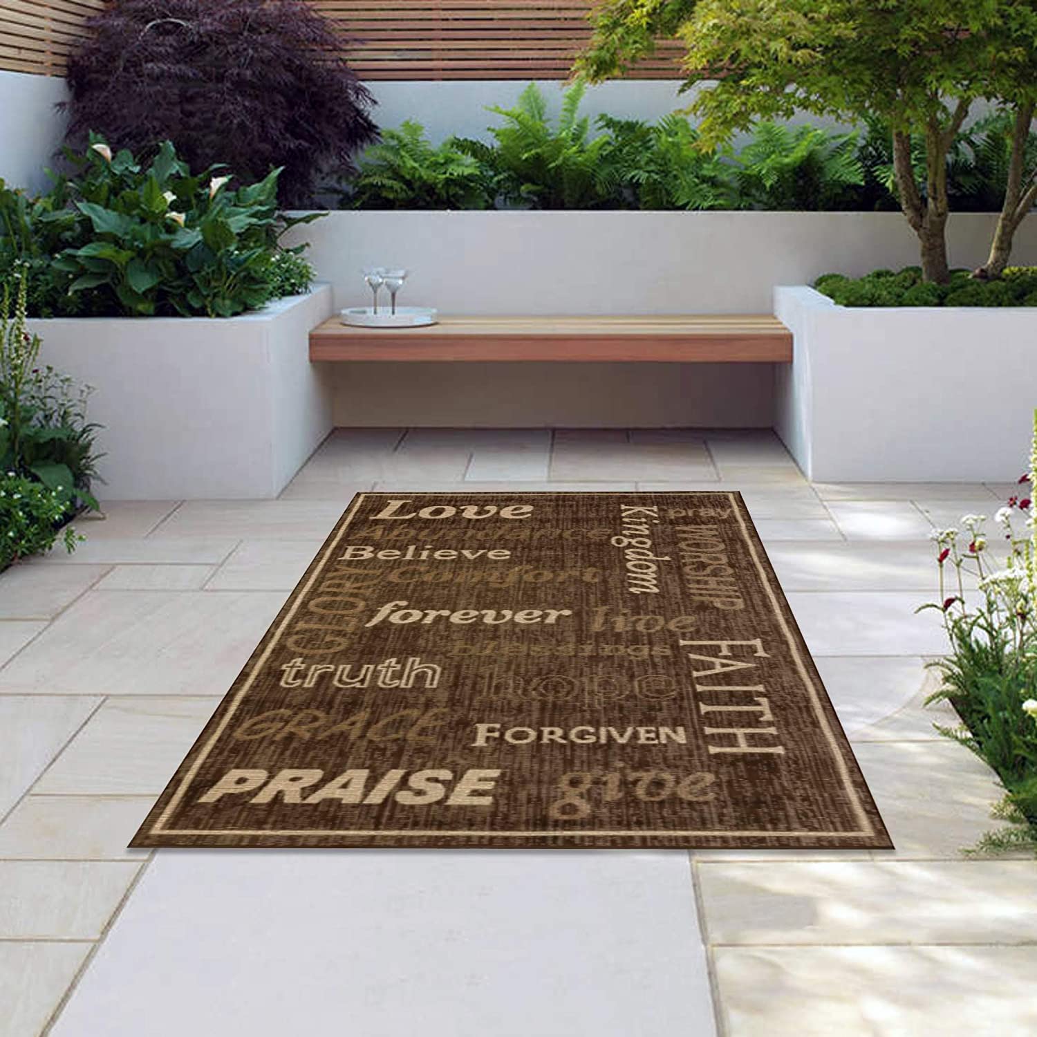 Stylish Brown Flatweave Indoor/Outdoor Rugs - Modern Home Decor for Patio, Poolside, Camping & Picnic - Durable & Water-Resistant for All-Weather Use