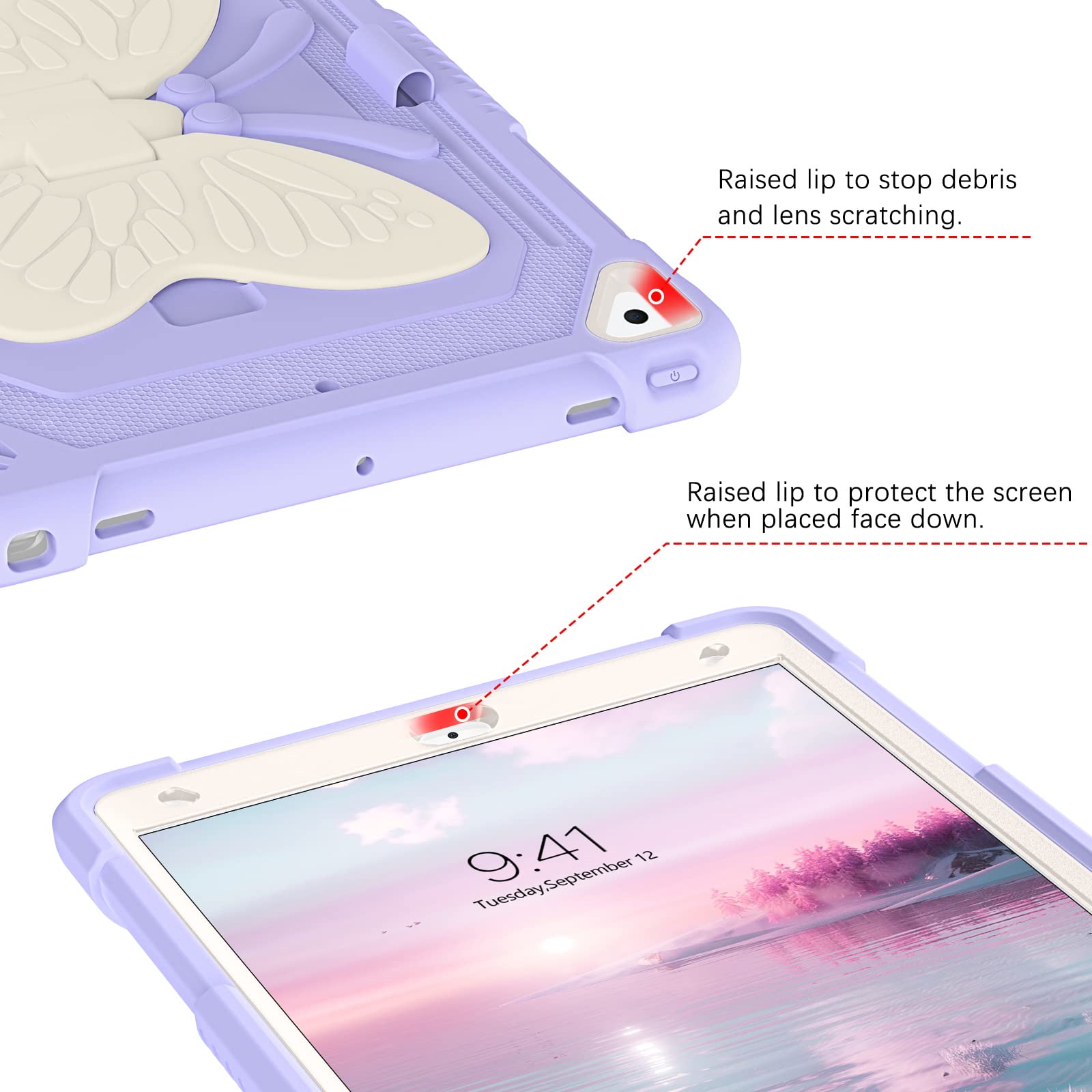 GUAGUA Shockproof Protective Case for iPad 9th/8th/7th Gen & iPad 10.2 (2021/2020/2019) - 2-in-1 Kickstand Design with Pencil Holder, Also Compatible with iPad Air 3 10.5