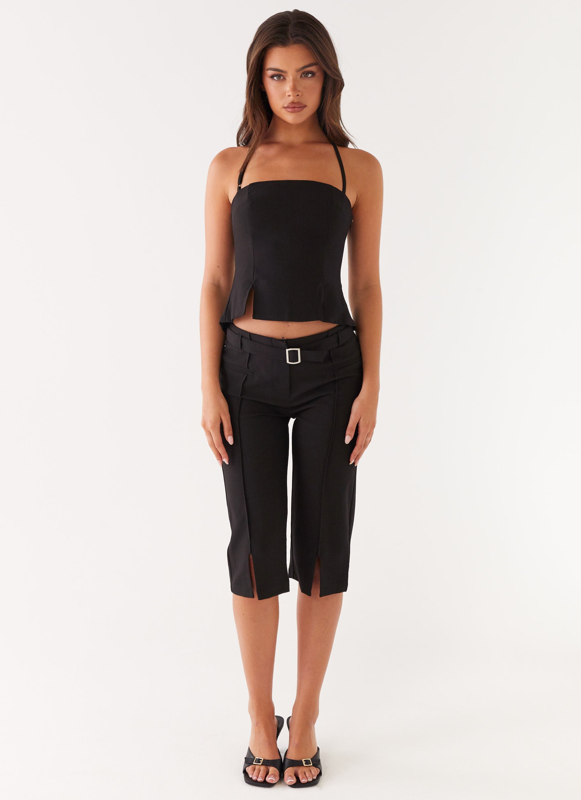 Banks Capri Pants for Women - Slim Fit Black Ankle Pants - Casual & Work Office Wear - Comfortable Stretch Trousers for Everyday Style
