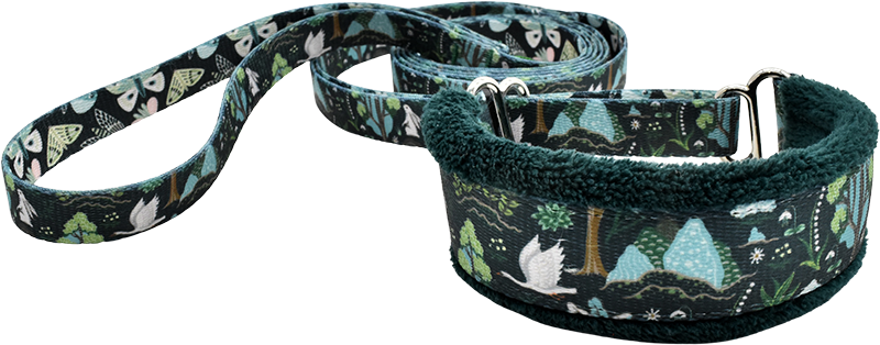 5/8 Inch Enchanted Forest Pattern Martingale Dog Walking Lead - Adjustable Nylon Training Leash for Small to Medium Dogs, Perfect for Daily Walks, Hiking, and Outdoor Adventures