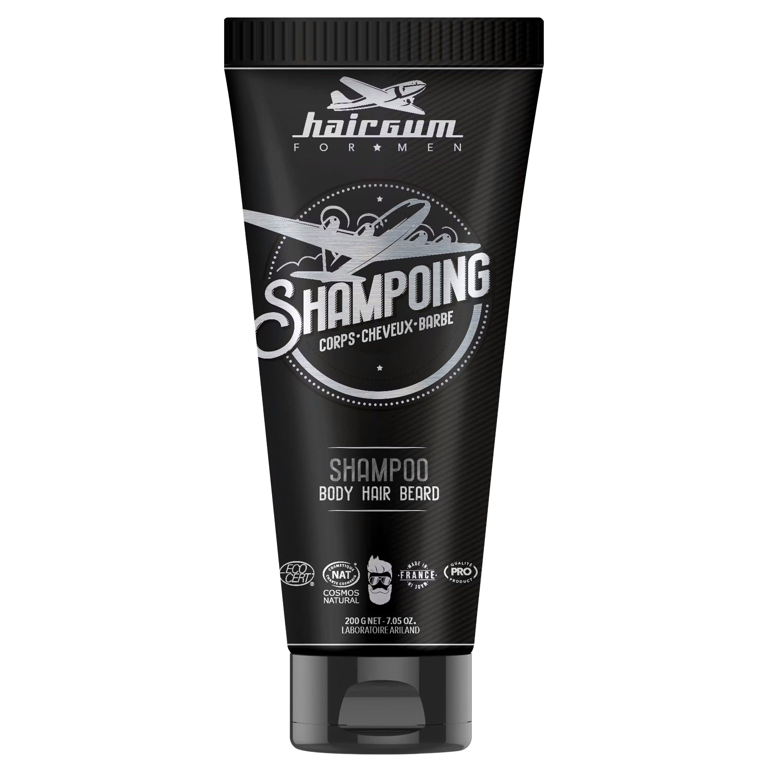 Organic Men's Hair & Beard Shampoo with Shea Oil - All-in-One Cleansing & Moisturizing Shampoo for Hair, Beard & Mustache - 7 oz | Daily Grooming for Soft, Healthy Hair & Facial Hair at Home or Gym