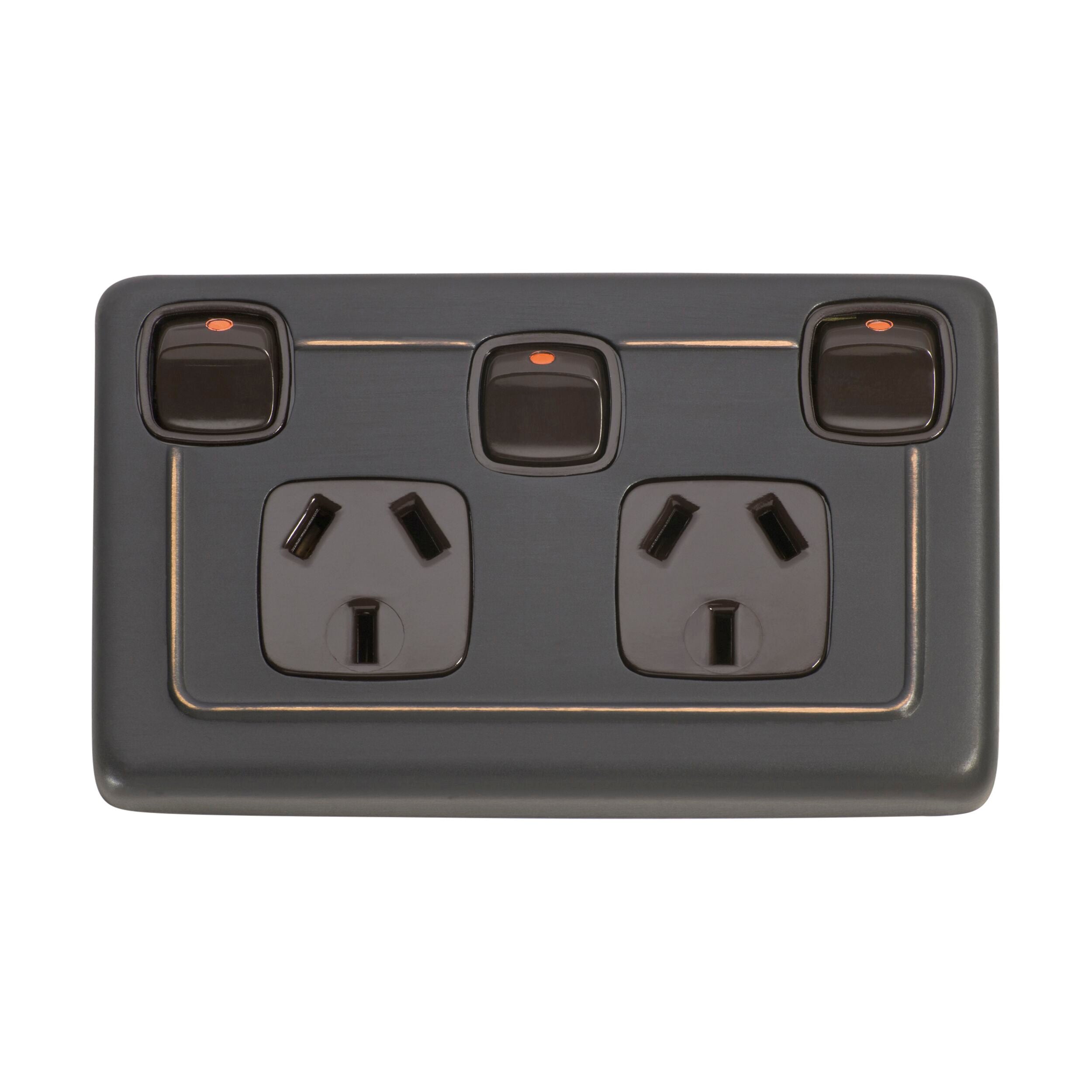 5817 Flat Plate Rocker Double Switch Socket Outlet - Antique Copper Finish (H72xW115mm) - Ideal for Bedroom, Living Room & Office Electrical Upgrades