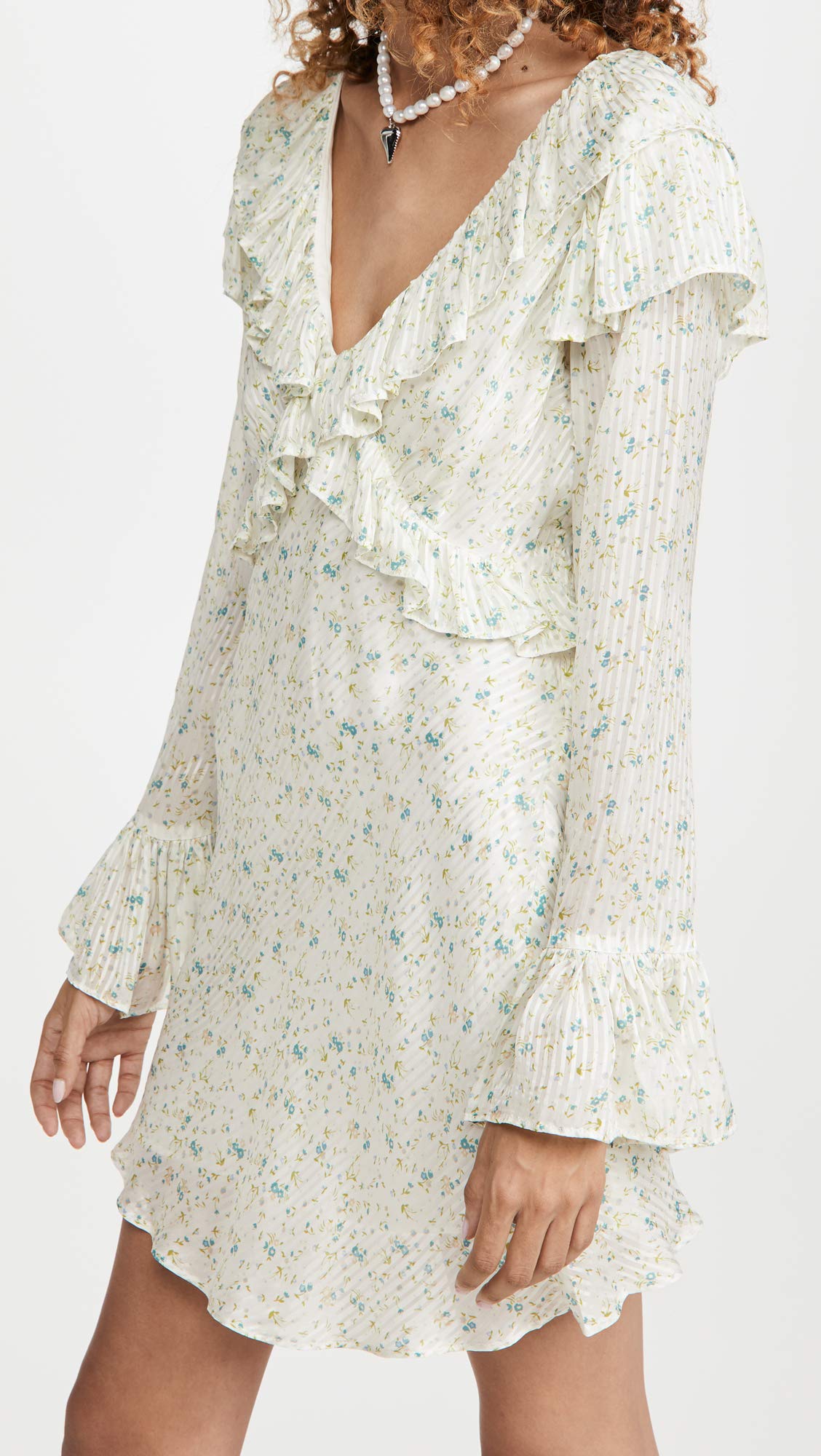 Free People Women's Sweetest Thing Mini Dress - Ivory Combo Off White Floral Print Size 10 | Boho Summer Dress for Beach, Vacation & Date Night