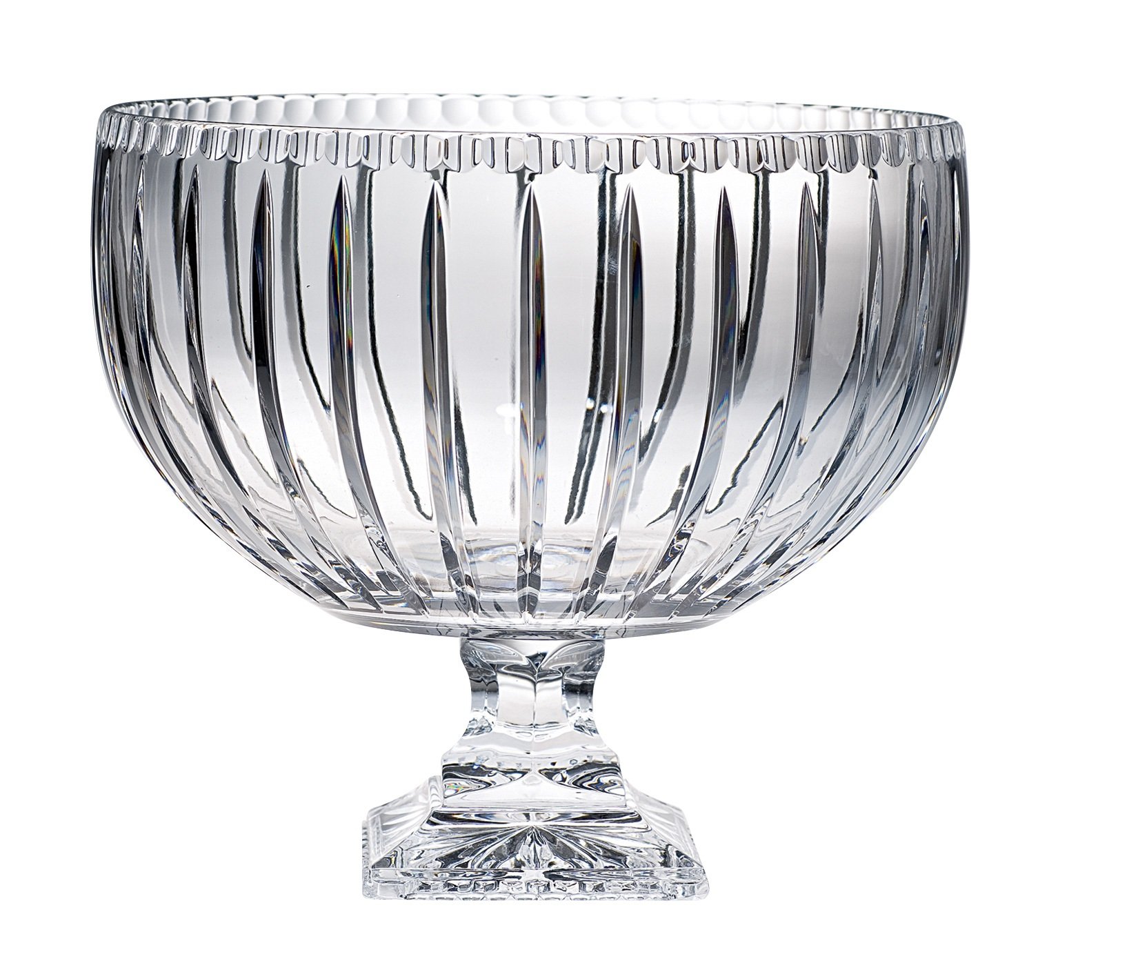 Majestic Gifts 12-Inch Hand-Cut Crystal Footed Punch Bowl - Elegant Party Serving Bowl for Weddings, Holidays & Special Events