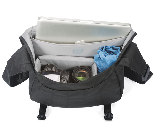 Lowepro LP36655 Passport Messenger Shoulder Bag - Waterproof Camera Bag for DSLR & Mirrorless Cameras - Travel, Commuting & Everyday Use (Black)