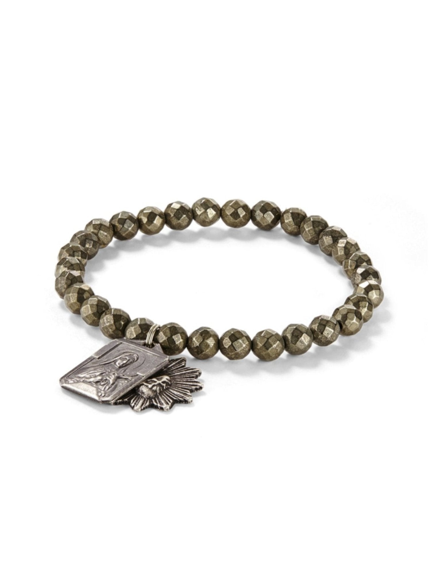 Faceted Pyrite Icon Bracelet - Healing Crystal Jewelry for Women, Natural Stone Beaded Bracelet for Chakra Balancing & Positive Energy - Perfect for Meditation, Yoga & Spiritual Gifts