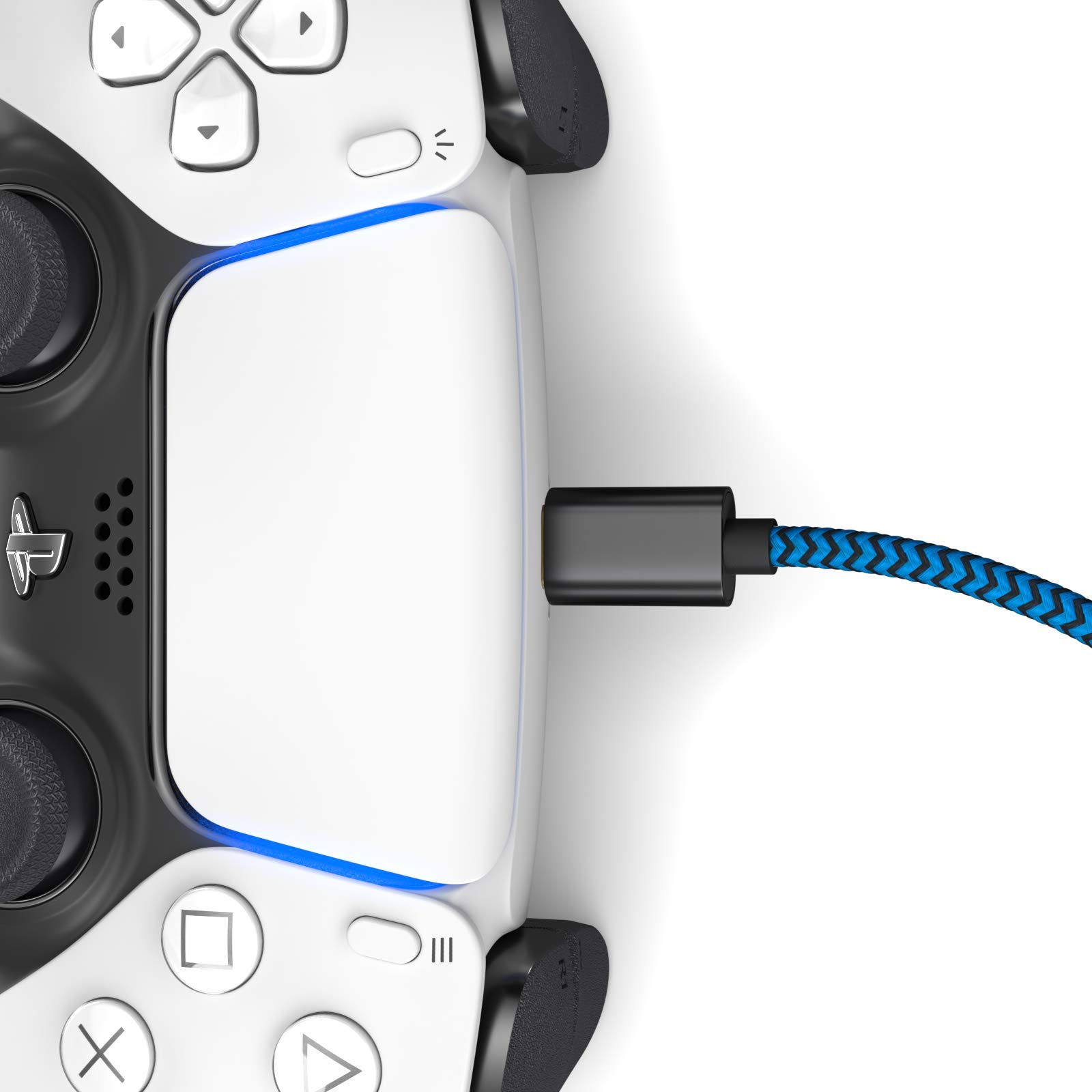 3M Nylon Braided USB C to C Charging Cable for PS5 Controller - USB 3.1 Gen 2 Fast Charging Cord with Aluminum Connector & Fabric Sleeve (Blue-Black) - Perfect for Gaming, Travel & Home Use