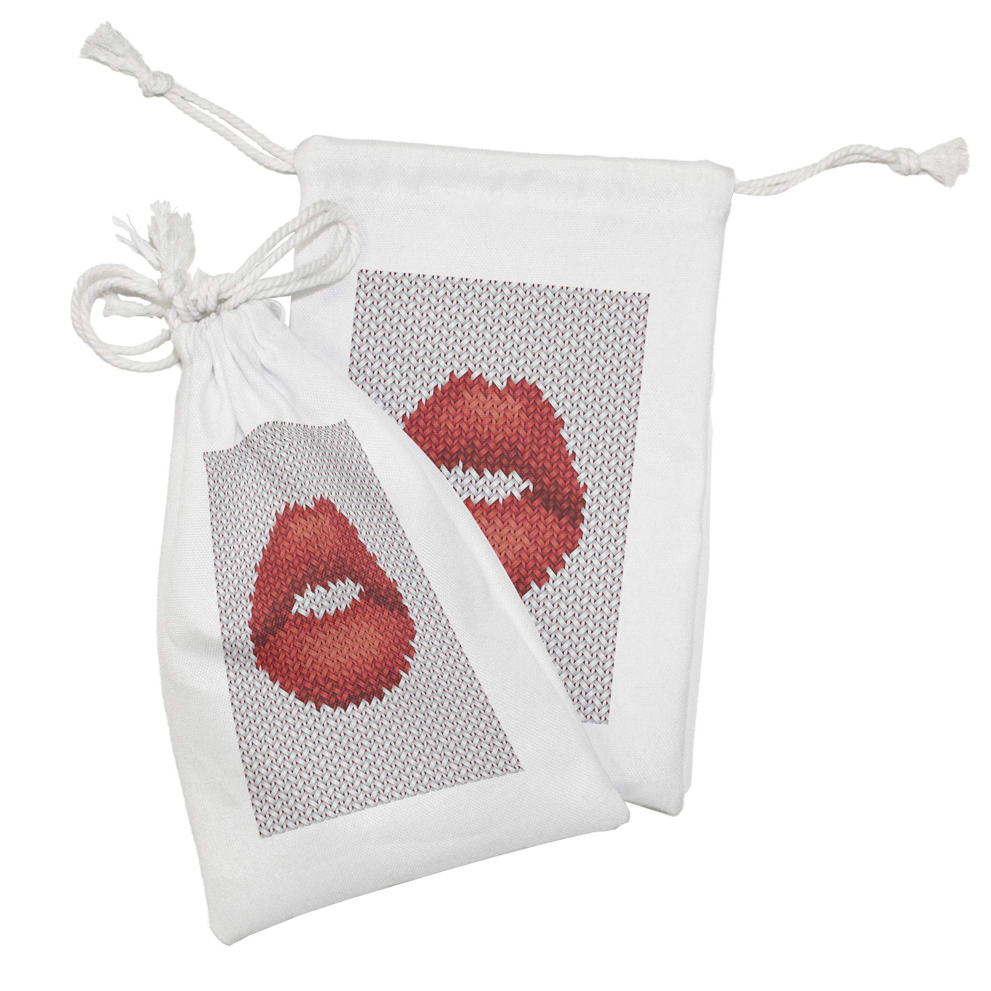 Ambesonne Feminine Fabric Pouch Set of 2, Lips Design for Cosmetics & Toiletries - 9