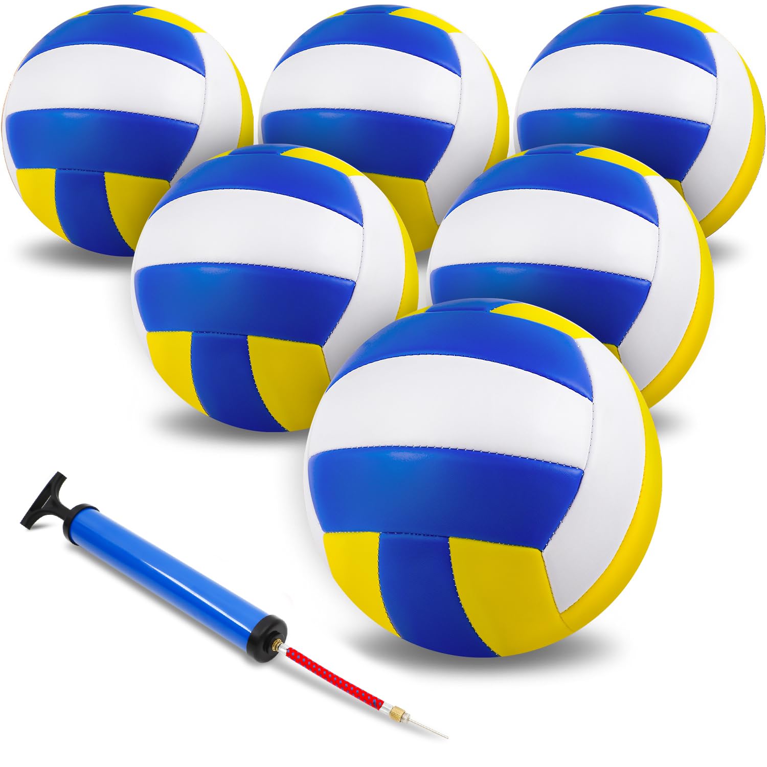 6 Pack Official Size 5 Volleyballs - Soft Outdoor Volleyball Set with Pump for Women, Men, Girls & Adults - Perfect for Beach, Pool, Indoor, Water & Sand Volleyball Games