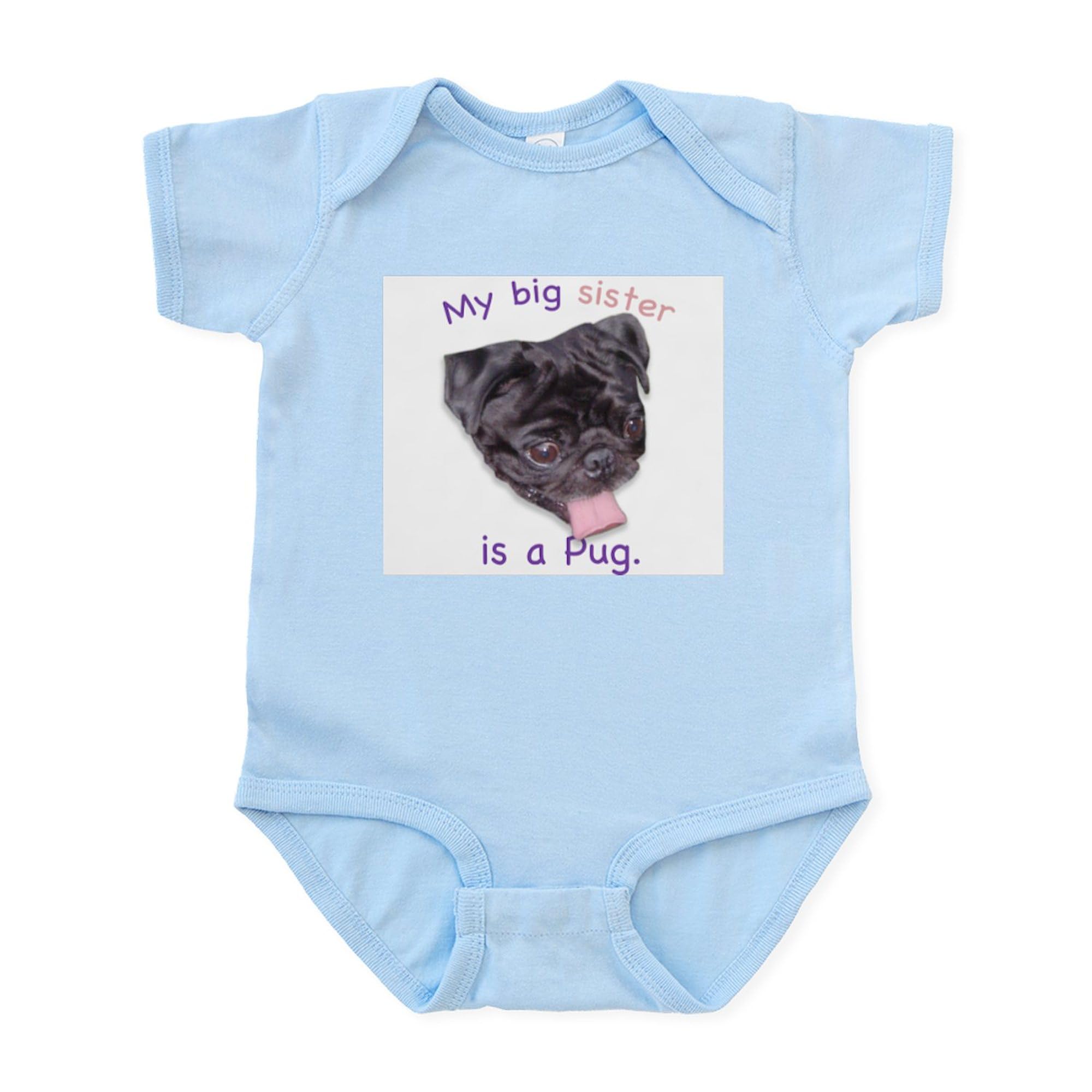 My Big Sister is A Black Pug Baby Bodysuit - Cute Infant Romper & Creeper for Newborns - Perfect for Sibling Photo Shoots & Family Matching Outfits