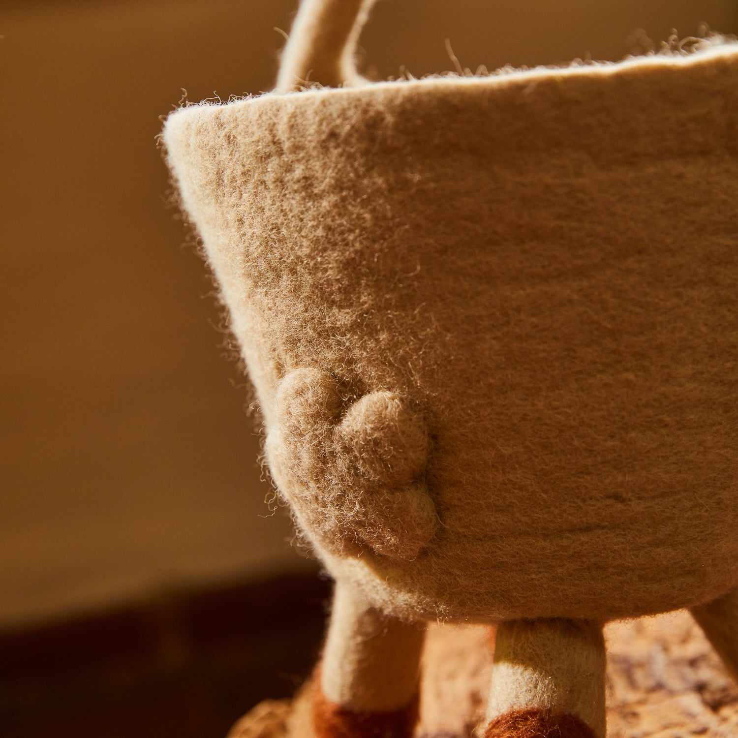 Natural Handwoven Mavis Felt Basket - Eco-Friendly Storage Organizer for Home, Office & Nursery | Perfect for Toys, Blankets & Decor
