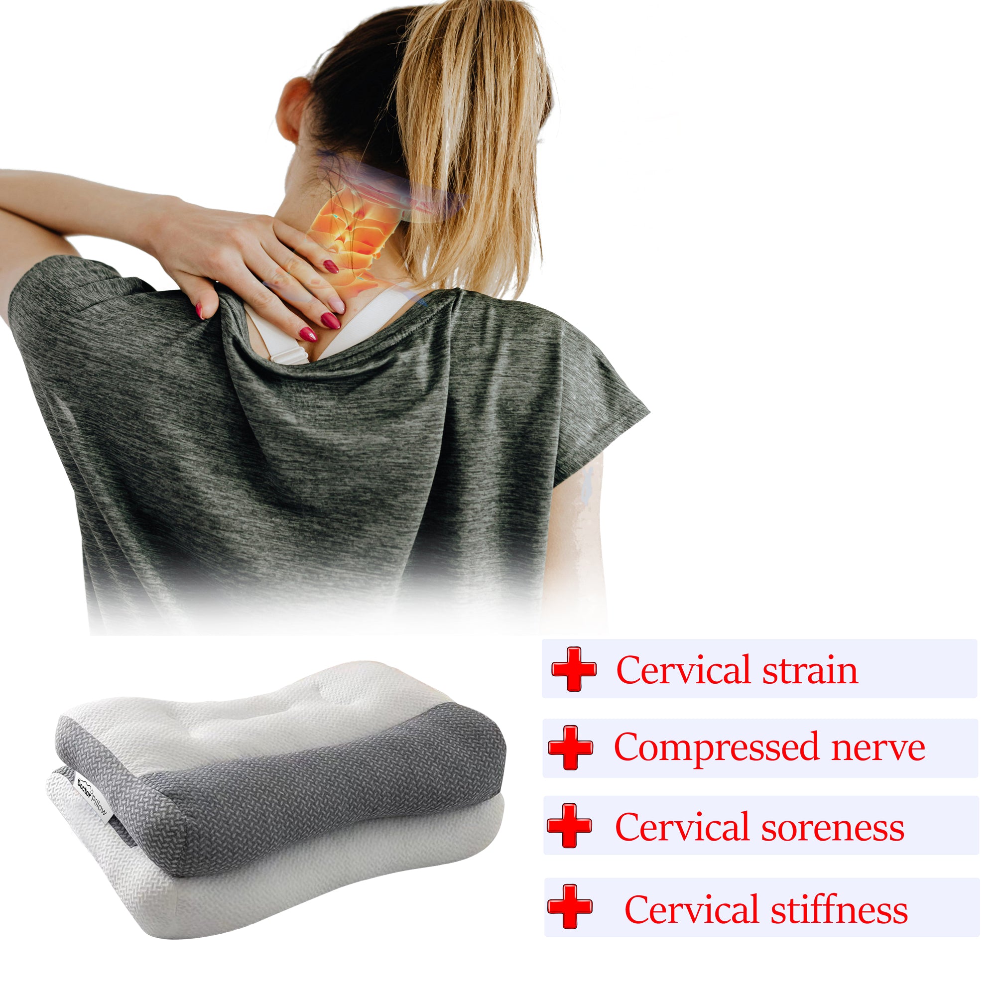 DR PILLOW PAIN AWAY Neck Traction Pillow - Ergonomic Invisible Spring Support for Neck Pain Relief | Perfect for Sleeping, Travel & Office Use