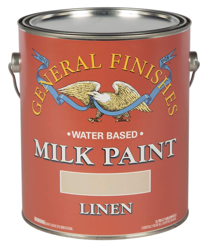 General Finishes Water-Based Milk Paint - 1 Gallon, Linen White - Eco-Friendly Furniture Paint for DIY Home Decor, Cabinets, and Woodworking Projects