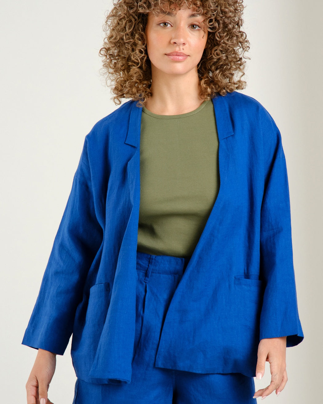 Premium Blue Tanto Linen Blazer for Men - Lightweight Summer Business Casual Jacket - Perfect for Office Wear, Weddings & Formal Events