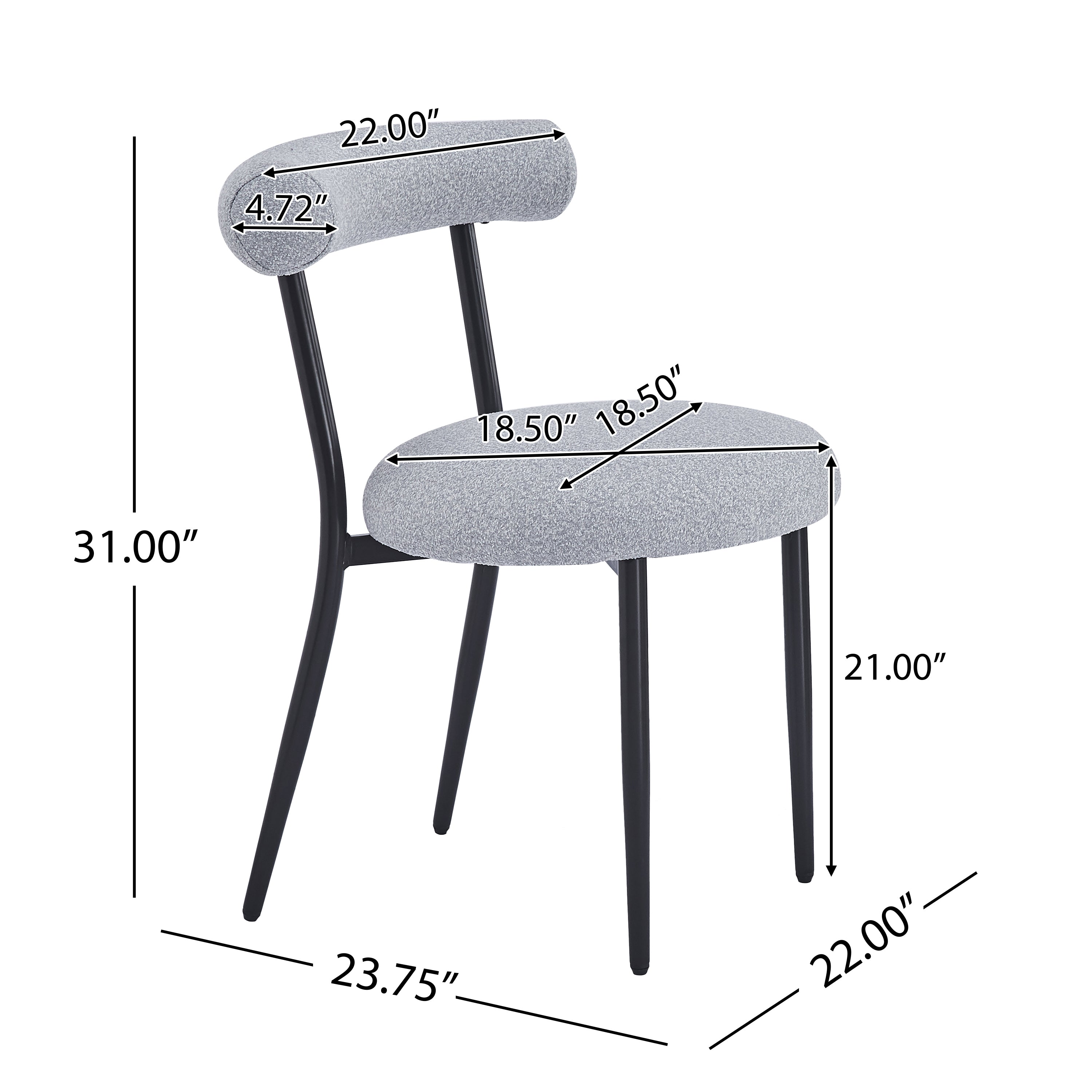 Modern Dining Chairs Set of 2 - Sturdy Wooden Kitchen Chairs with Padded Seats - Perfect for Dining Room, Kitchen, Breakfast Nook & Small Spaces