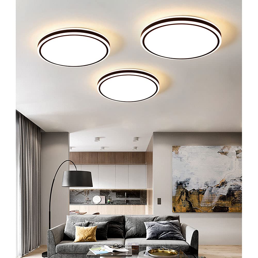 Ultra-Thin Round LED Ceiling Light - Tri-Tone Dimmable Energy Saving Flush Mount Light for Dining Room, Bedroom, Hallway & Balcony | Modern Embedded Installation Close to Ceiling Lighting Fixture