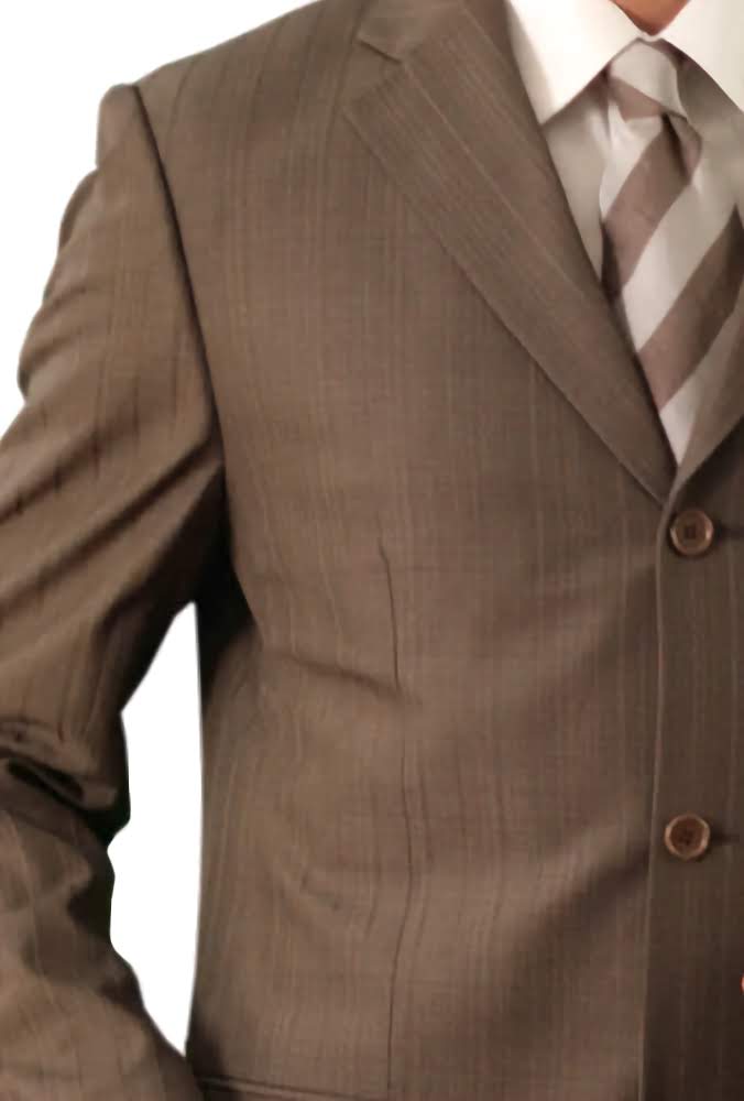 Dark Cocoa Regular Fit 2-Piece Suit with Tone-on-Tone Stripes | Business Attire & Formal Wear for Office, Weddings & Special Events