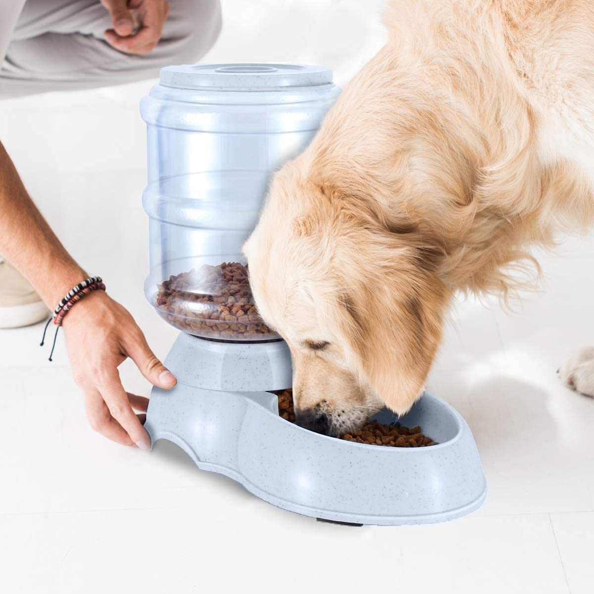 Automatic Dog Feeder for Large Dogs - 3.8L Gravity Pet Food Dispenser with Dry Food Storage | Travel & Home Use for Cats & Dogs | Durable Pet Bowl for Daily Feeding & Vacation Supply
