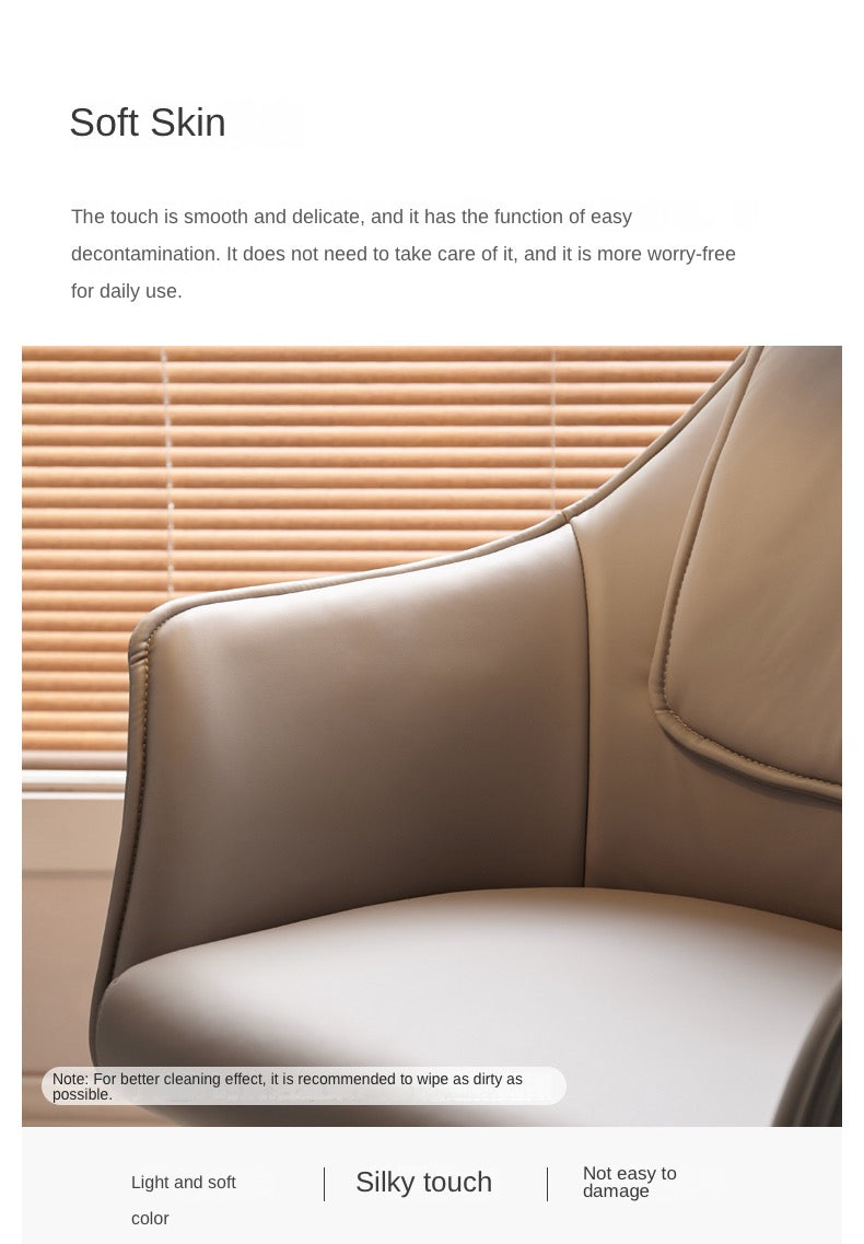 Premium Beech Solid Wood Swivel Soft Skin Armchair - Modern Ergonomic Office Chair for Home & Workspace - Perfect for Reading, Working, and Relaxing