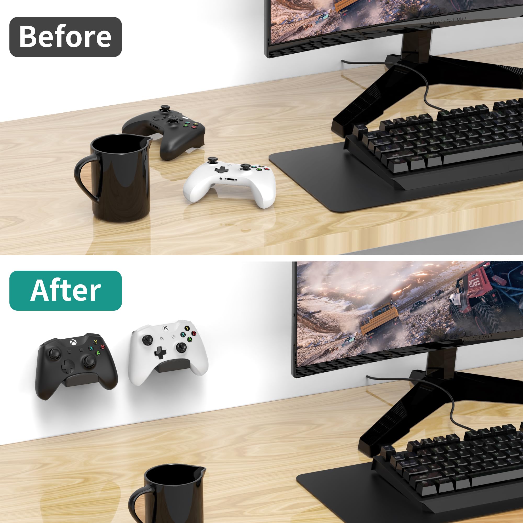 Universal Gaming Controller Wall Mount - Adhesive Hook Holder for PS4, PS5, Xbox, Switch, Headphones & Headsets - Perfect for Organized Gaming Setup & Bedroom Storage