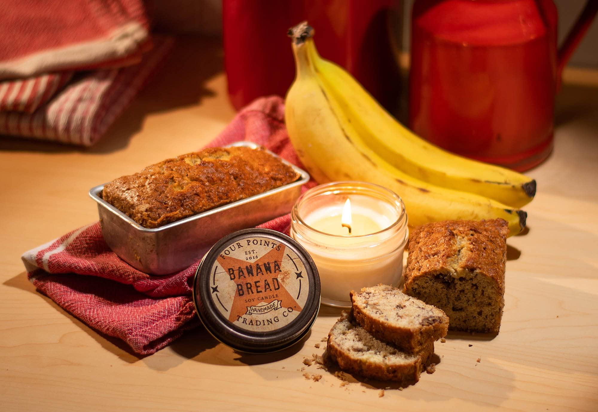 4 Oz Banana Bread Scented Soy Aromatherapy Candle in Glass Jar - Relaxing Home Fragrance for Cozy Evenings & Stress Relief