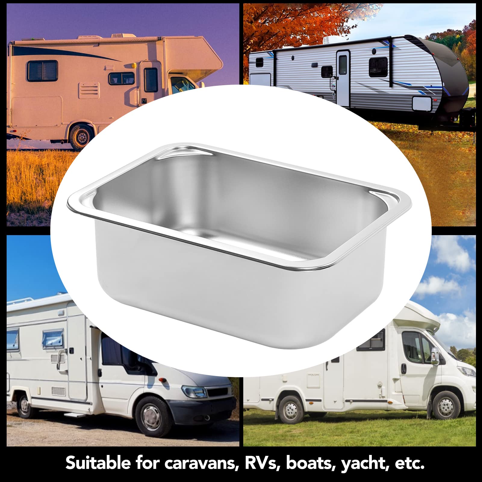 304 Stainless Steel Workstation Drop-In Sink - 345x245x136mm Single Bowl Small Hand Wash Basin with 40mm Drain for Kitchen, RV, Camper Van, Yacht & Boat | Perfect for Bar Prep, Dishwashing & Compact Spaces