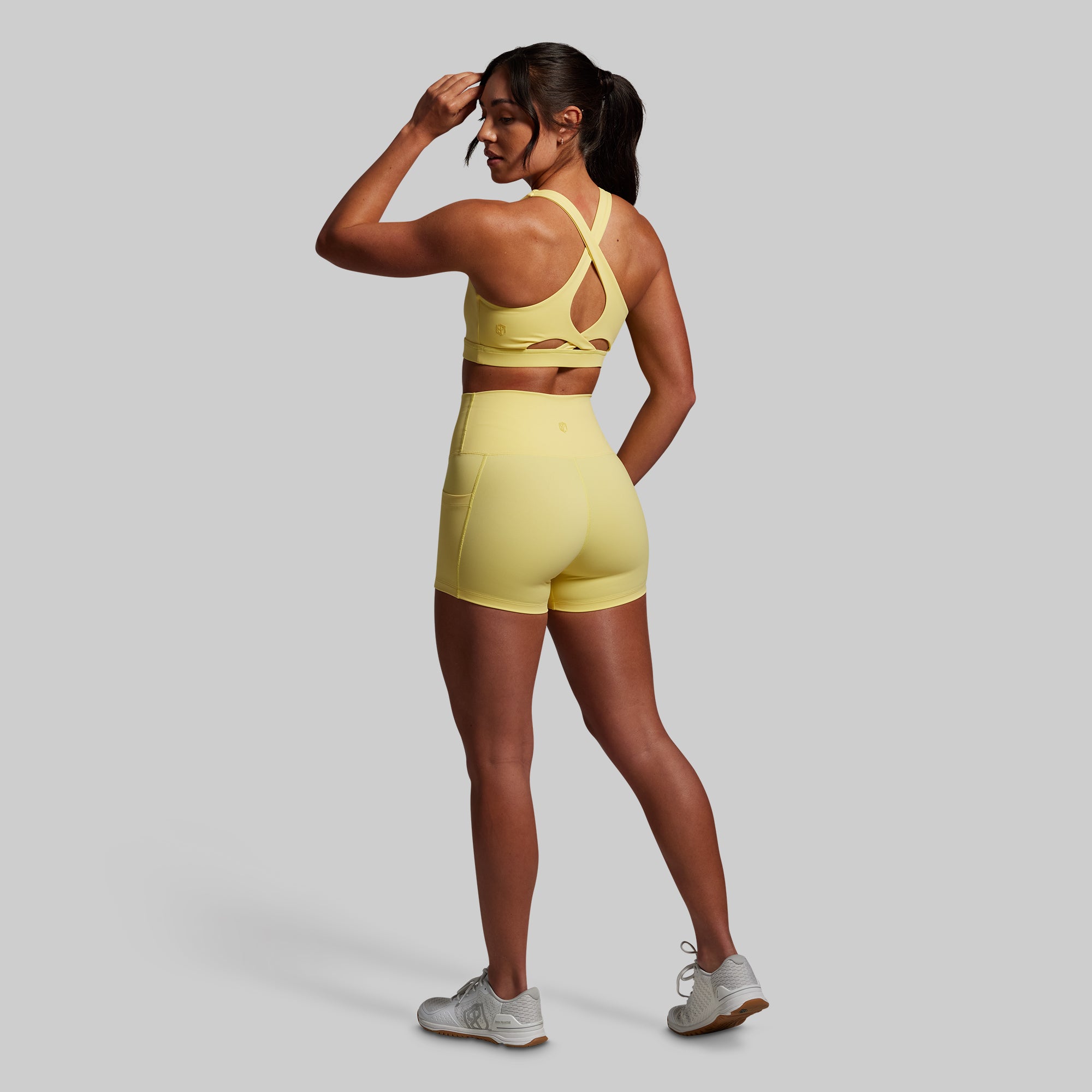 Synergy Women's Short Sleeve T-Shirt & Shorts Set - Sunshine Yellow Summer Outfit for Gym, Yoga, Running & Casual Wear