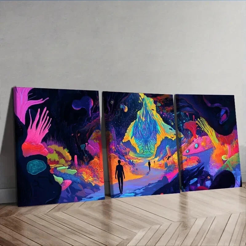3-Piece Strange Place (4) Wall Art Set - Framed Canvas Prints 50x70cm | High Quality Australian Made Wall Decor | Perfect for Living Room, Bedroom & Office Decor
