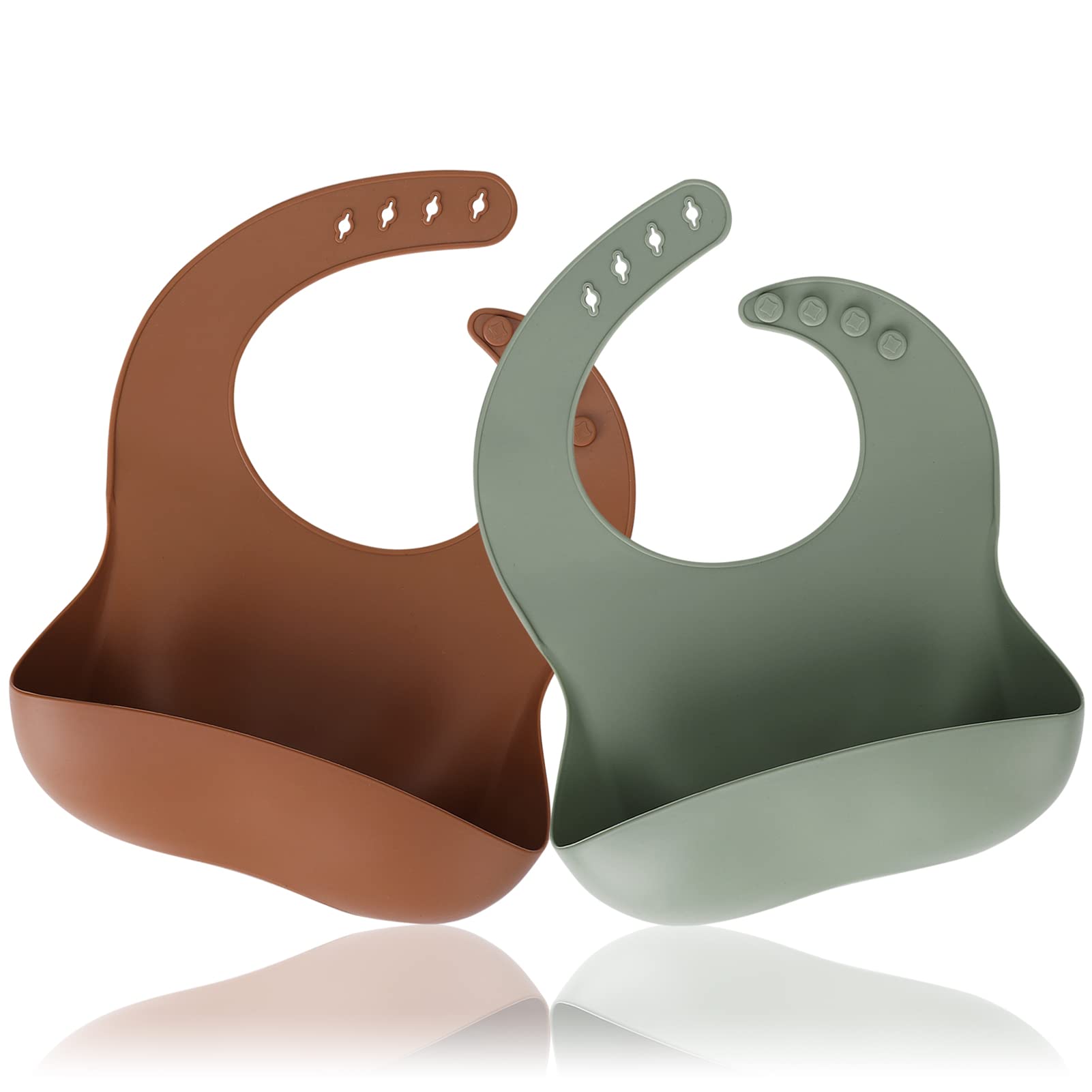 Socub Silicone Baby Bibs - Soft Waterproof Feeding Bibs for Infants & Toddlers | BPA Free, Adjustable Neck, Deep Food Catcher Pocket | Ideal for Messy Mealtime, Baby-Led Weaning & On-the-Go Feeding