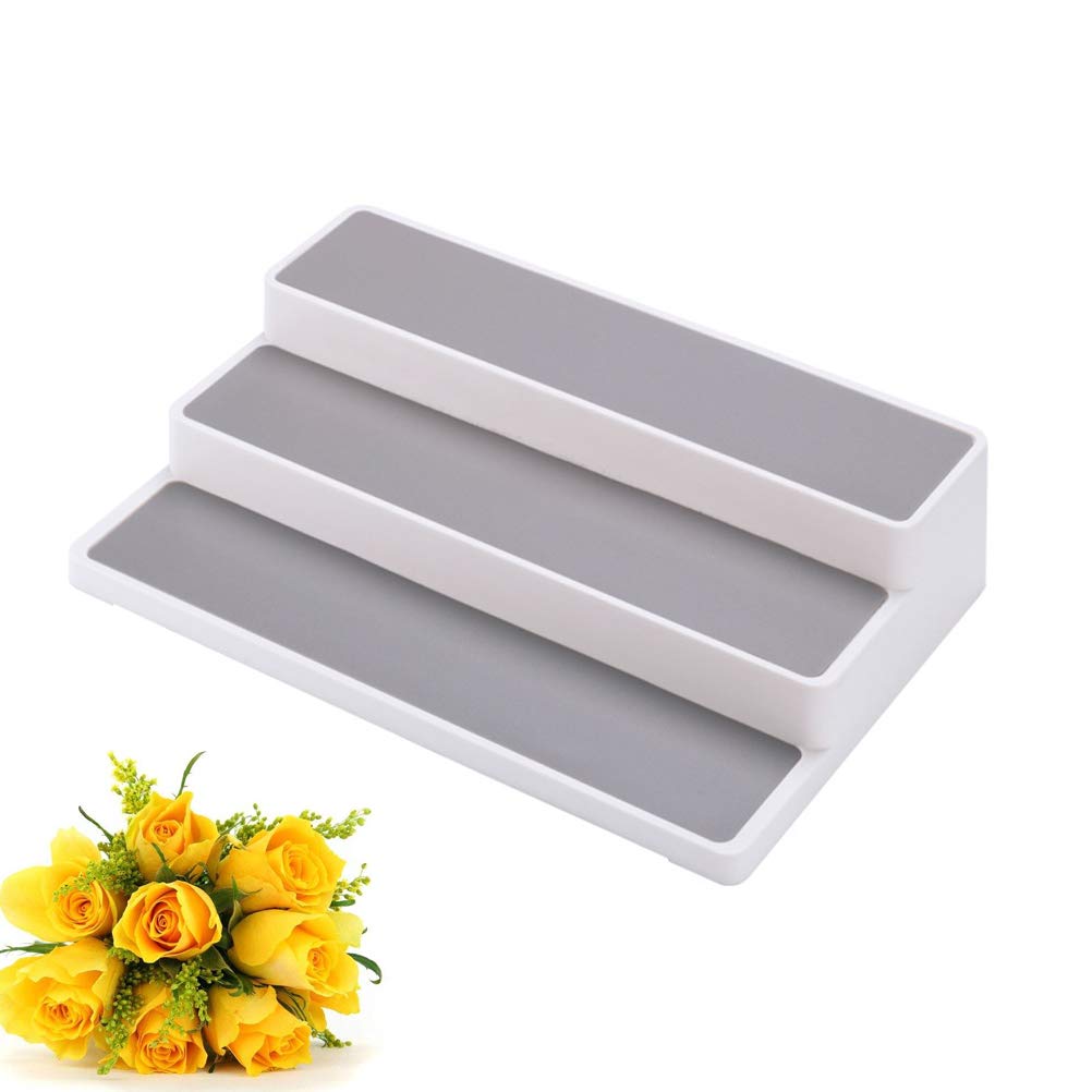 3-Tier Non-Skid Spice Rack Organizer - Creative Stepped Kitchen Storage Shelf for Seasoning Bottles & Jars - Perfect for Pantry, Cabinet, or Countertop Organization