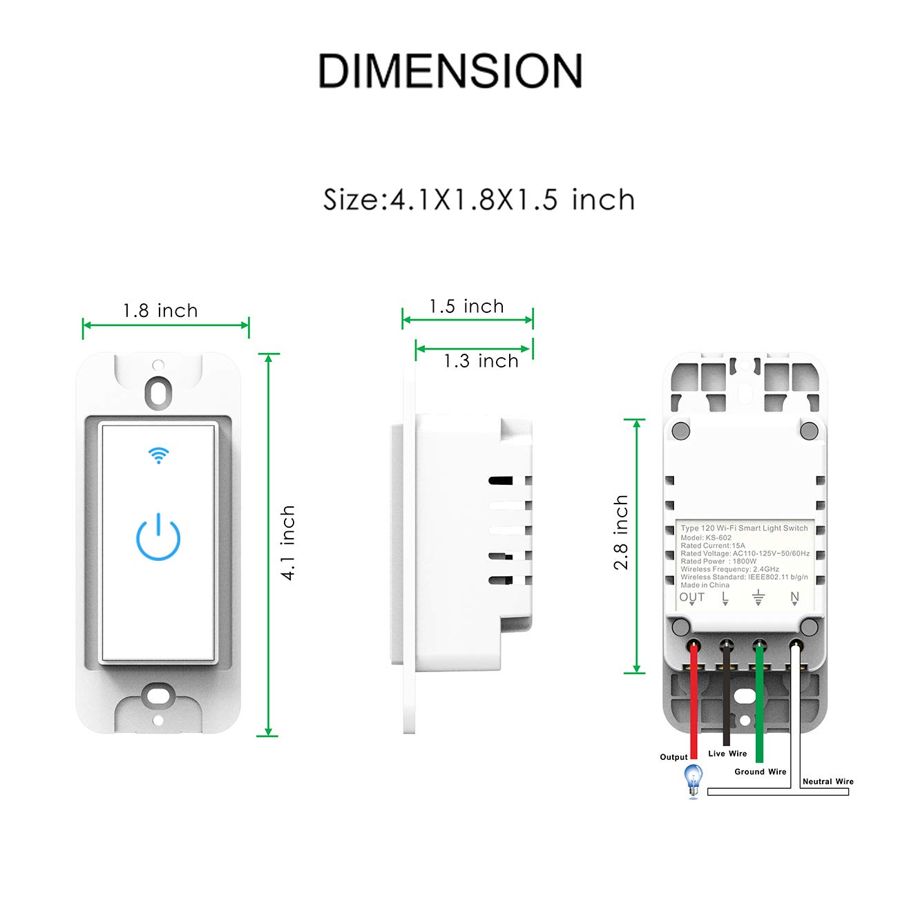 Double Smart Light Switch - WiFi Wall Switch for Smart Home, Single Pole with Neutral Wire, Works with Alexa & Google Assistant - Perfect for Living Room, Bedroom & Kitchen Automation