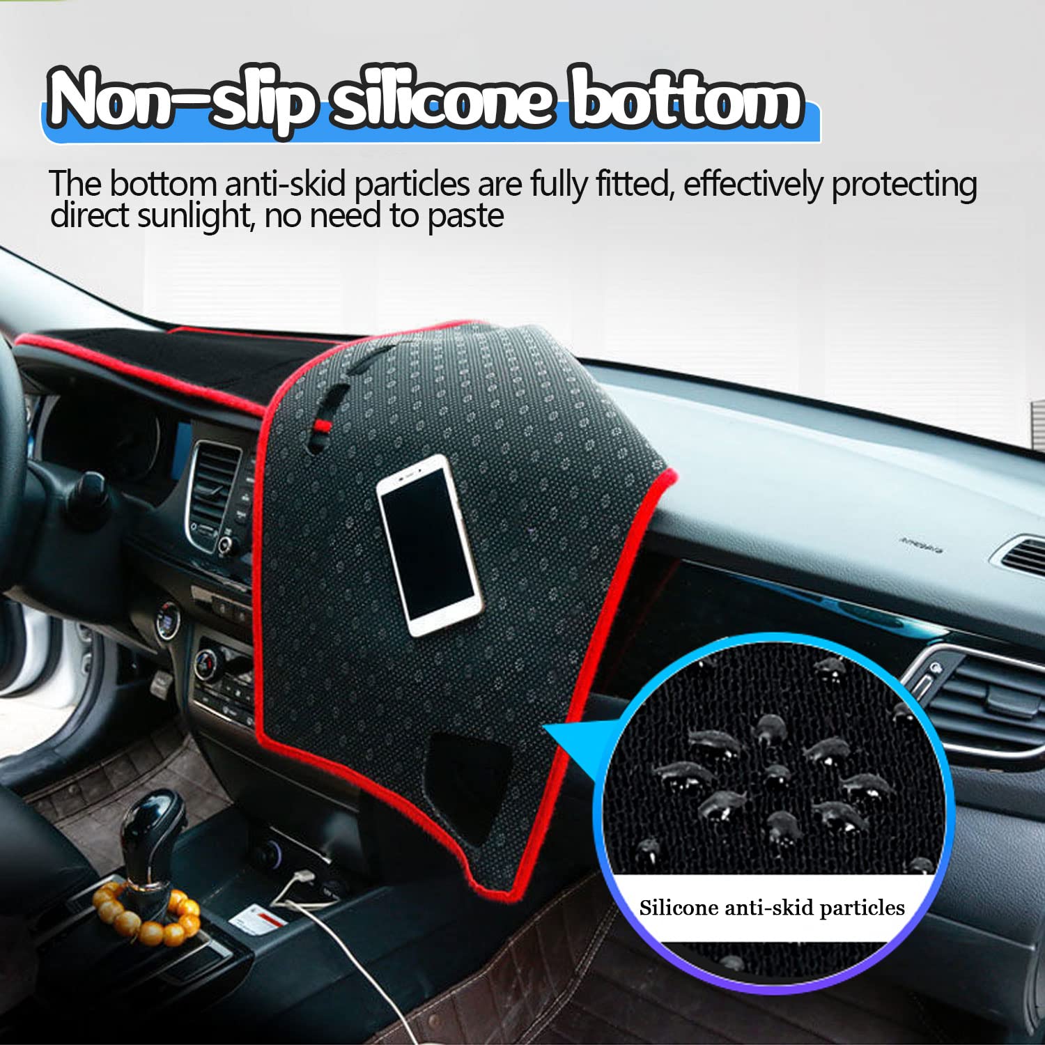 Custom Fit Dashboard Cover Mat for 2014-2017 Honda Accord - Anti-Slip Center Console Protector with Red Edge Trim | Perfect for Sun Protection & Interior Decoration