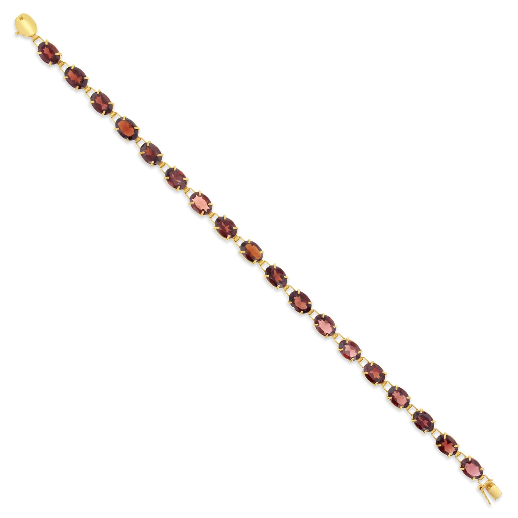 21.00cttw Oval Garnet Tennis Bracelet in 14k White or Yellow Gold - Elegant Jewelry for Weddings, Parties & Special Occasions