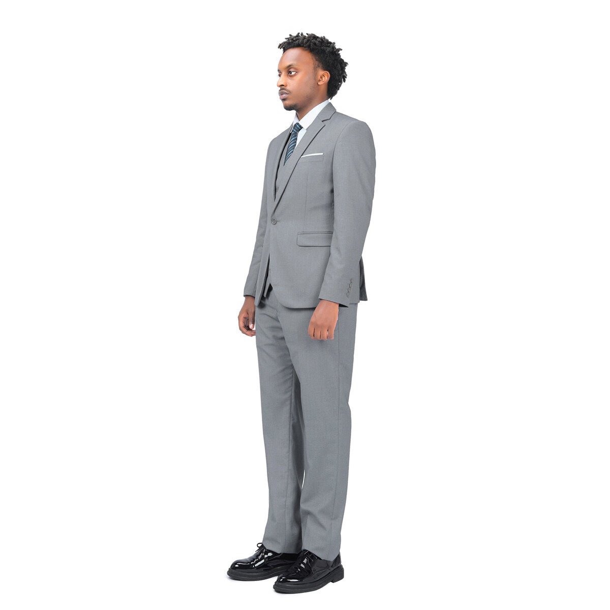 3 Piece One Button Formal Suit for Men - Light Grey Business Suit Set | Perfect for Weddings, Interviews & Office Wear