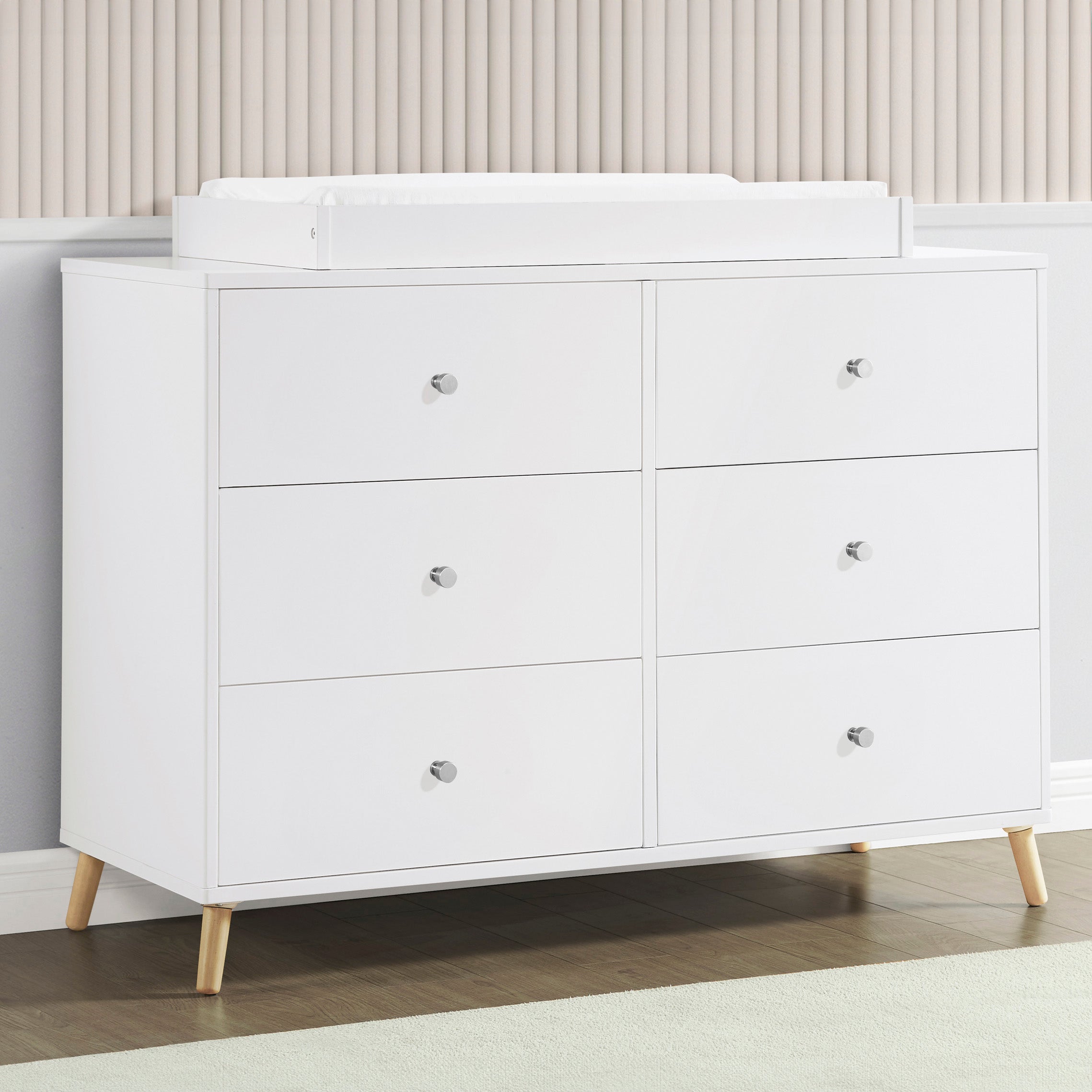 Jordan 6-Drawer Dresser with Interlocking Drawers - Sturdy Bedroom Storage Organizer for Clothes, Linens & Accessories - Perfect for Master Bedroom, Guest Room & Dormitory