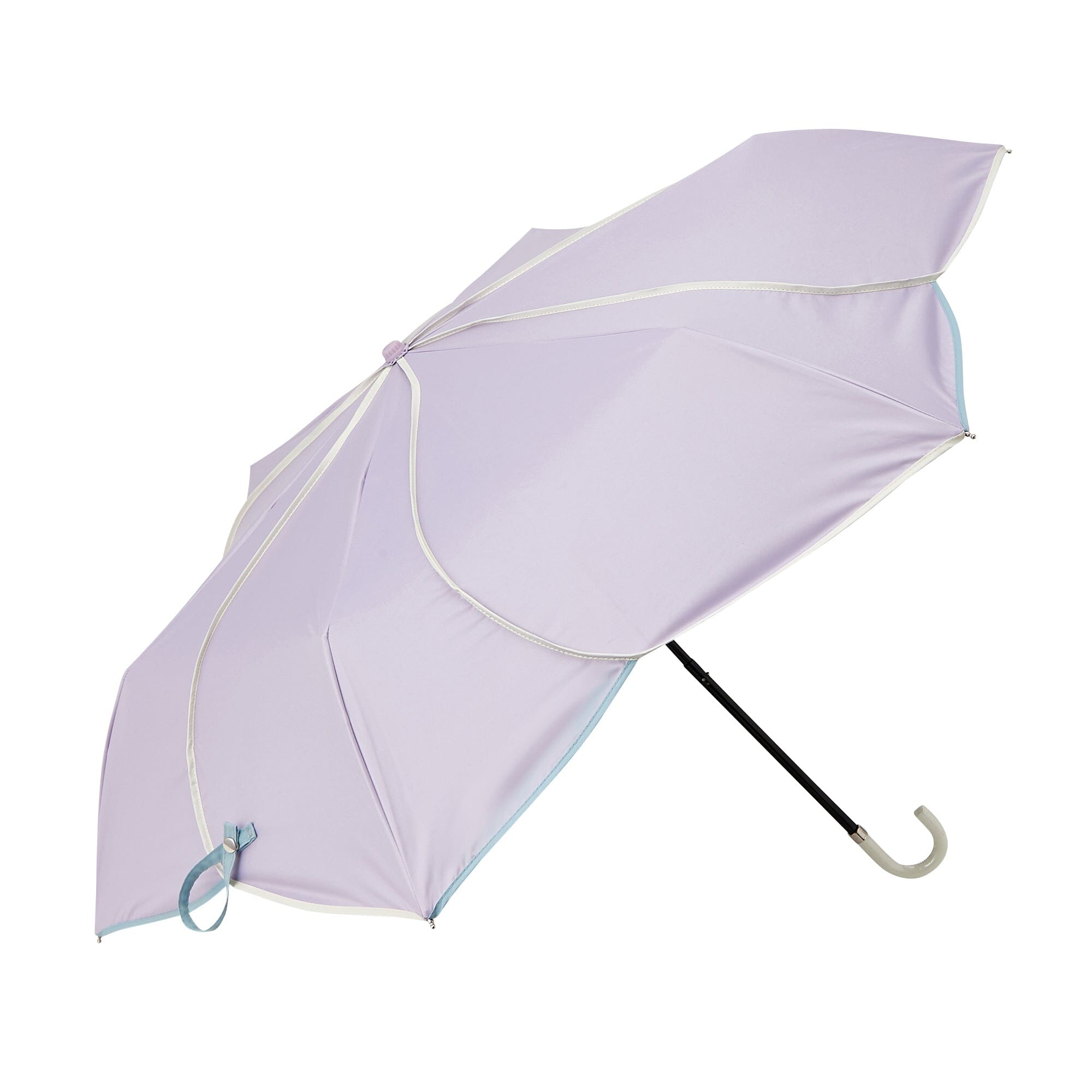Bicolor Piping Compact Parasol Umbrella 47cm Purple - Stylish Sun Protection for Outdoor Events, Beach, and Garden Use