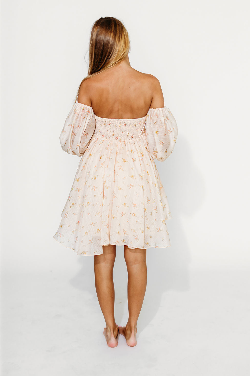Kennedy Floral Mini Maternity Dress in Cream - Bump Friendly Summer Dress for Pregnancy, Baby Shower & Photoshoot