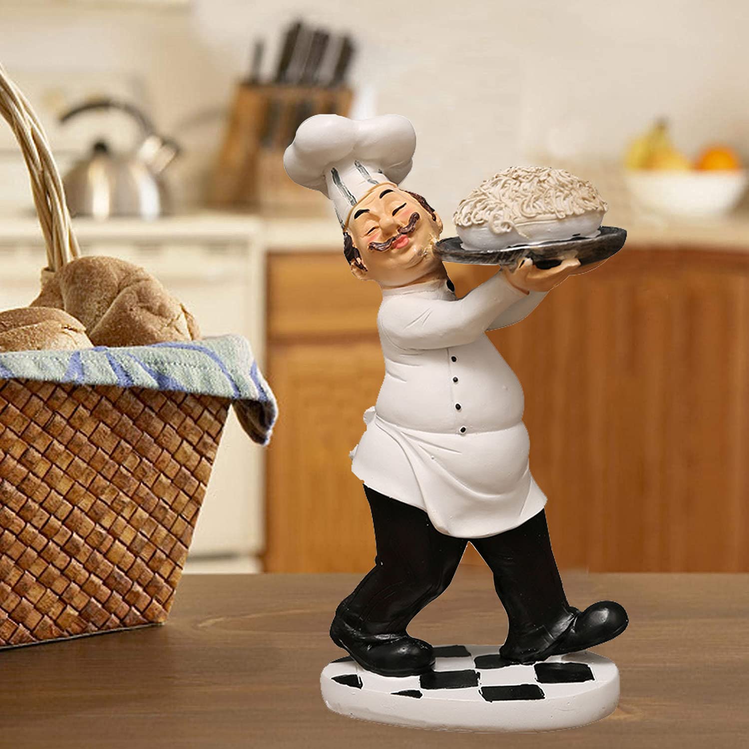 Italian Chef Figurine with Pasta - Kitchen Decor for Home & Restaurant Use