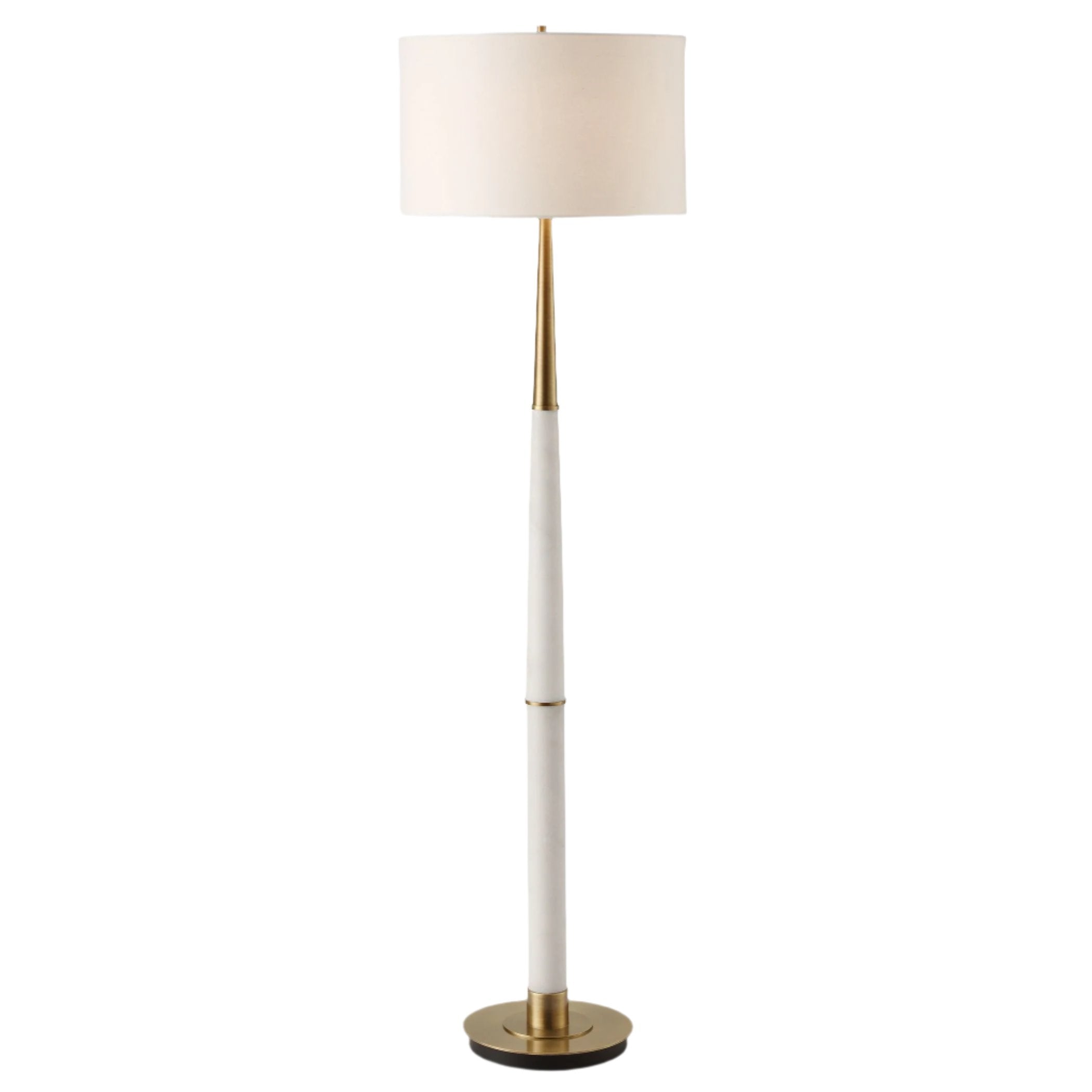 Lumin White Marble Floor Lamp - Modern Minimalist Lighting for Living Room, Bedroom & Office - Dimmable LED Standing Light with Natural Stone Base