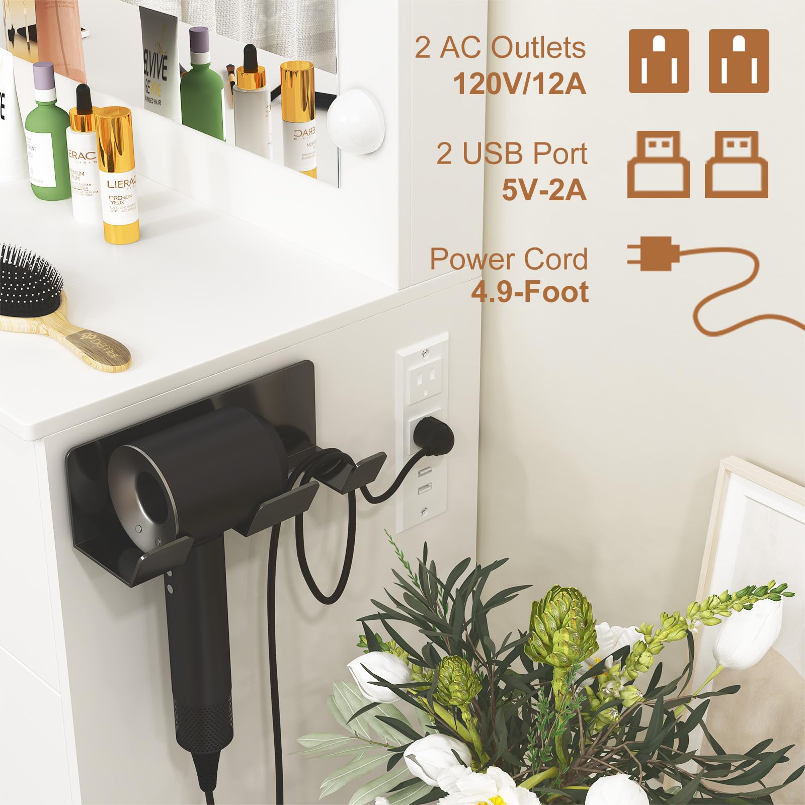 Vanity Desk with Mirror and Light - 31.5
