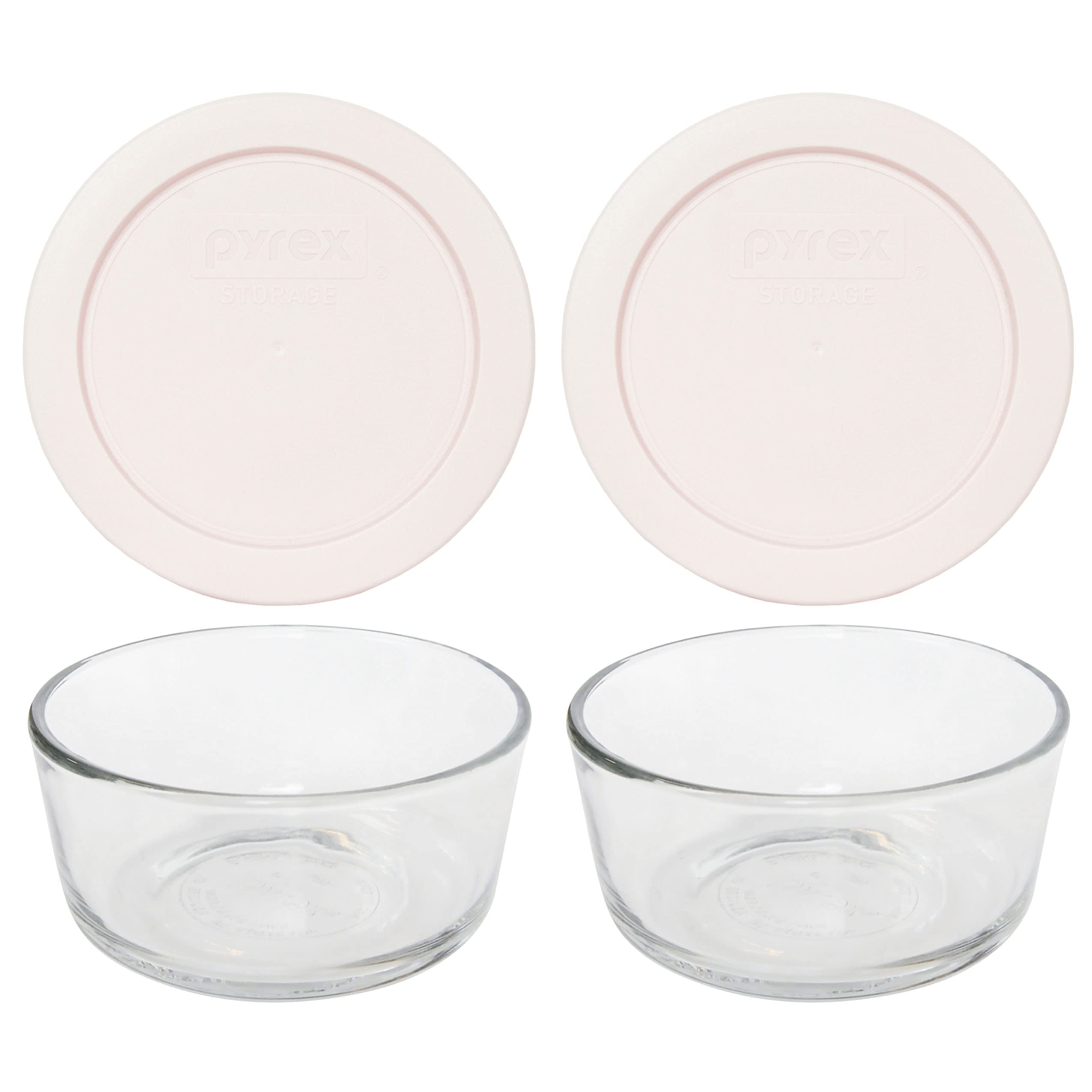 Pyrex 2-Piece Glass Food Storage Set with Pink Lids - Airtight Containers for Meal Prep, Leftovers & Kitchen Organization - Made in USA - BPA-Free Microwave & Dishwasher Safe Glassware