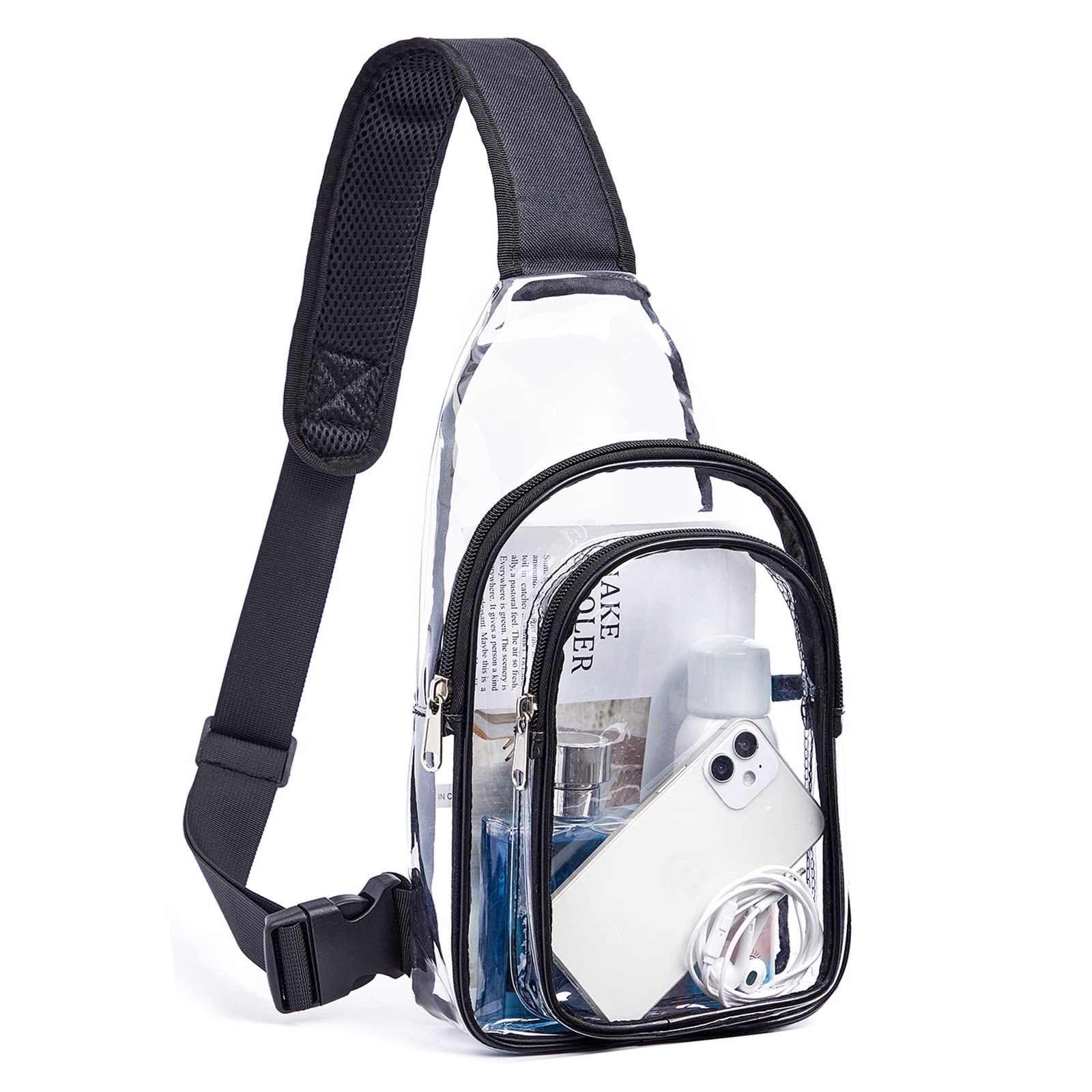 Clear PVC Sling Bag - Stadium Approved Crossbody Shoulder Bag for Concerts, Festivals & Travel | Lightweight Transparent Purse for Women & Men