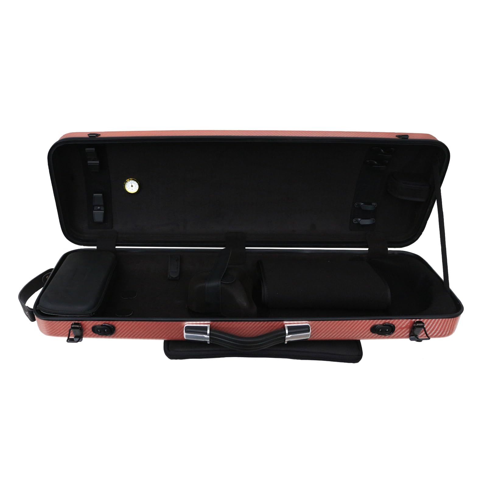 Premium Carbon Fiber Violin Case - Lightweight & Durable Oblong Design for Full Size Violin with Music Sheet Pocket (Rose Gold) - Perfect for Travel, Performances & Music Lessons