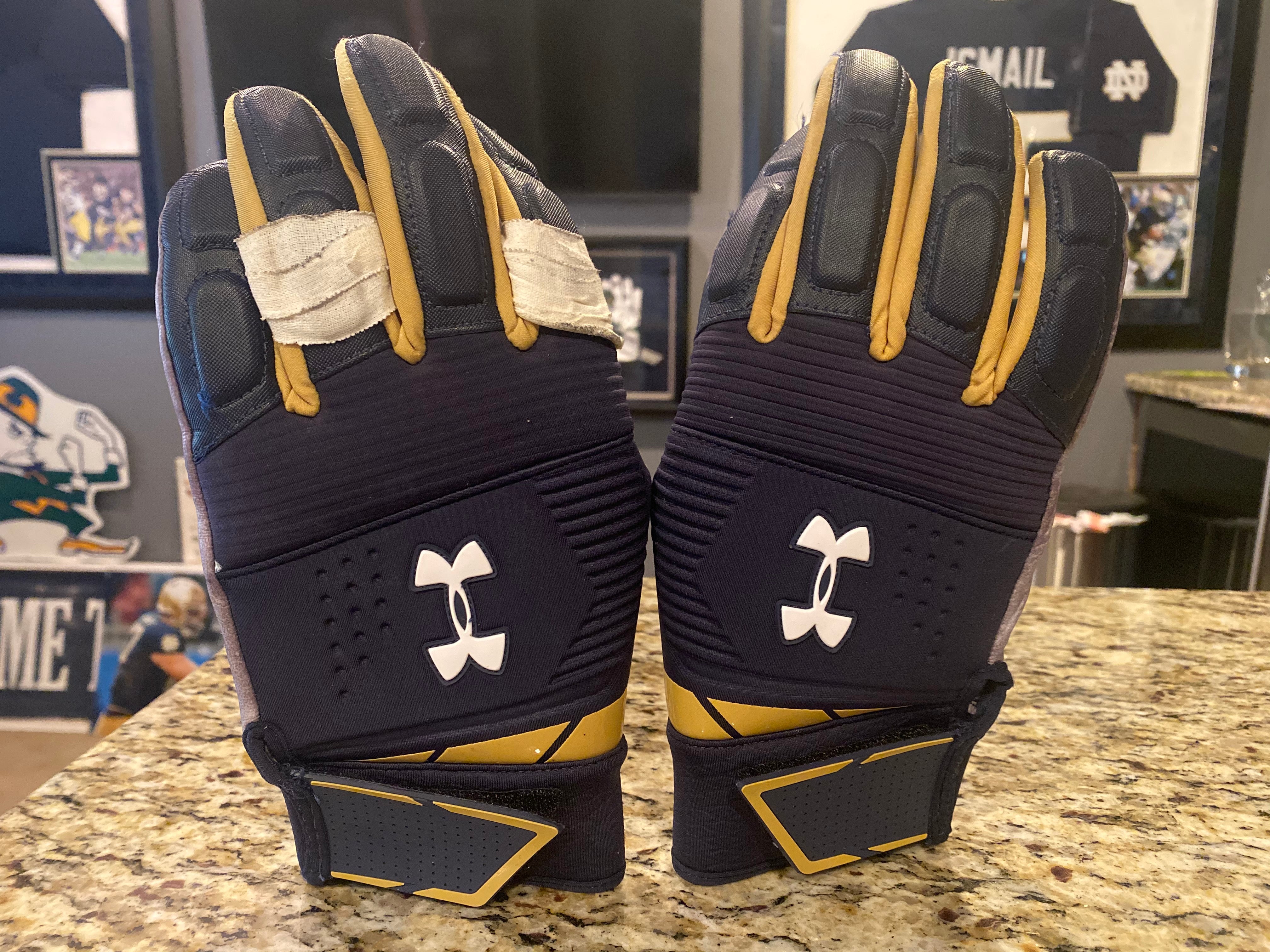 Under Armour Combat Football Gloves - Authentic Notre Dame Game Used - Perfect for Training, Games & Collectors