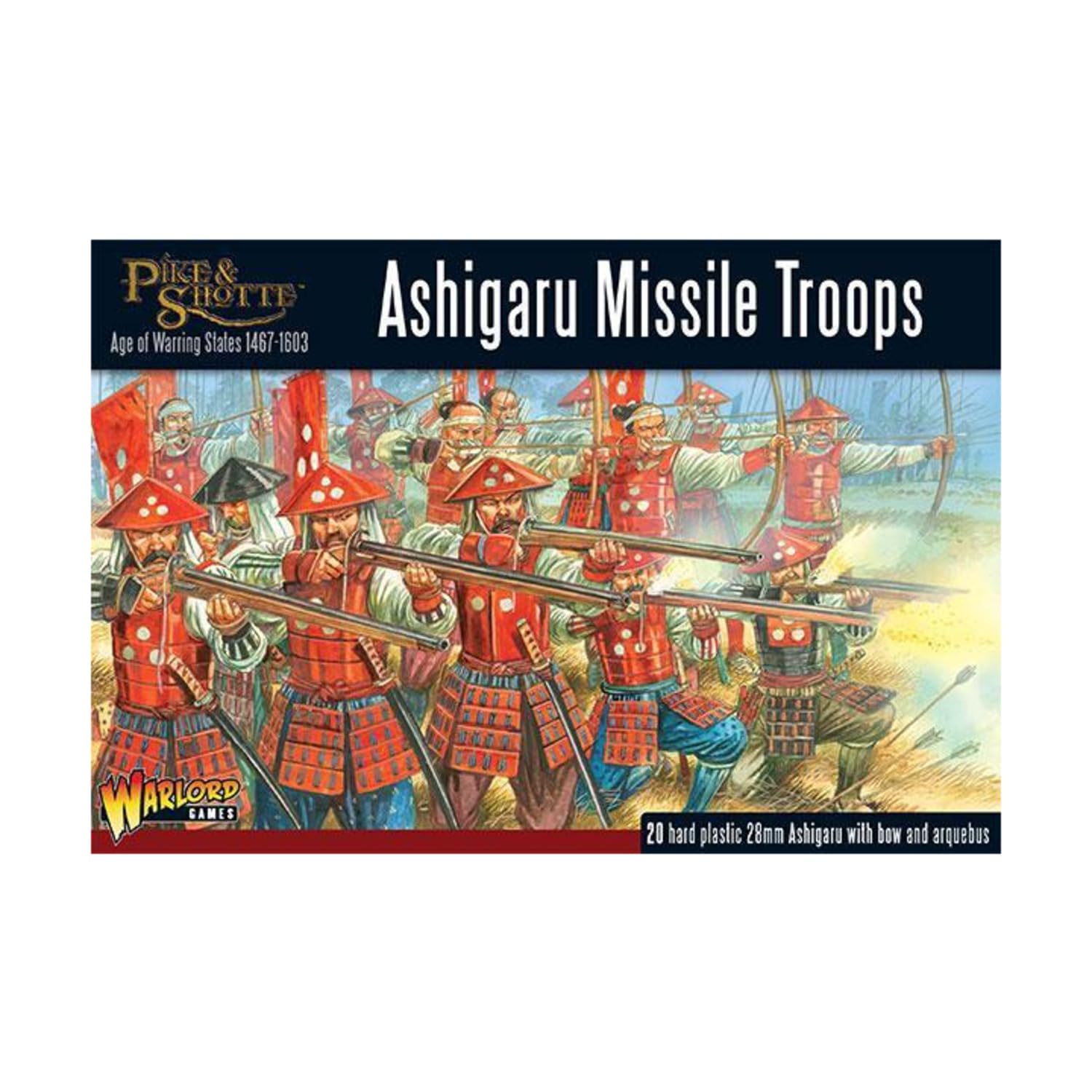 Warlord Games Pike & Shotte - Ashigaru Missile Troops Miniature Figures for Tabletop Wargaming & Historical Battles