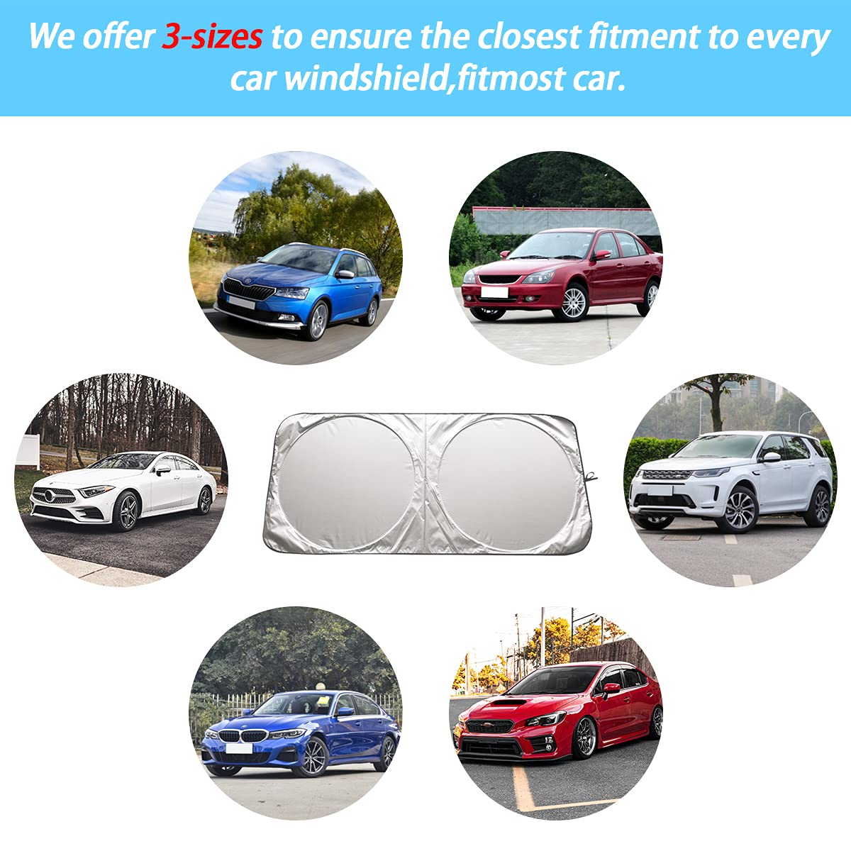 Foldable Car Sun Shade with Steering Wheel Cover - UV Protection for Cooler Cars (Small) - Perfect for Summer Parking