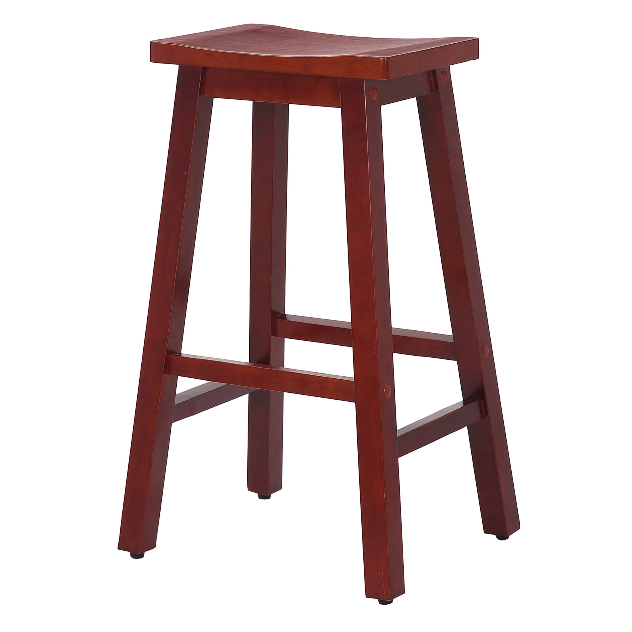 WestinTrends Reed 29 Inch Saddle Bar Stools Set of 2 - Solid Wood Kitchen Counter Height Stools in Cherry Finish - Perfect for Breakfast Bars, Kitchen Islands & Home Decor