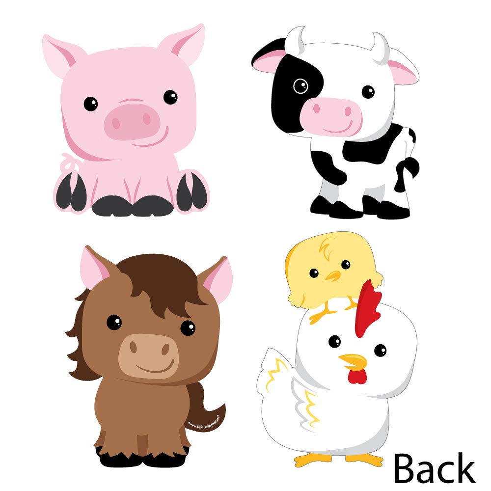 Farm Animal Decorations Set - 20 Piece Cow, Horse, Pig & Chicken Cutouts for DIY Baby Shower, Birthday Party Decor | Nursery Wall Art, Classroom Theme, Kids Room Decorations